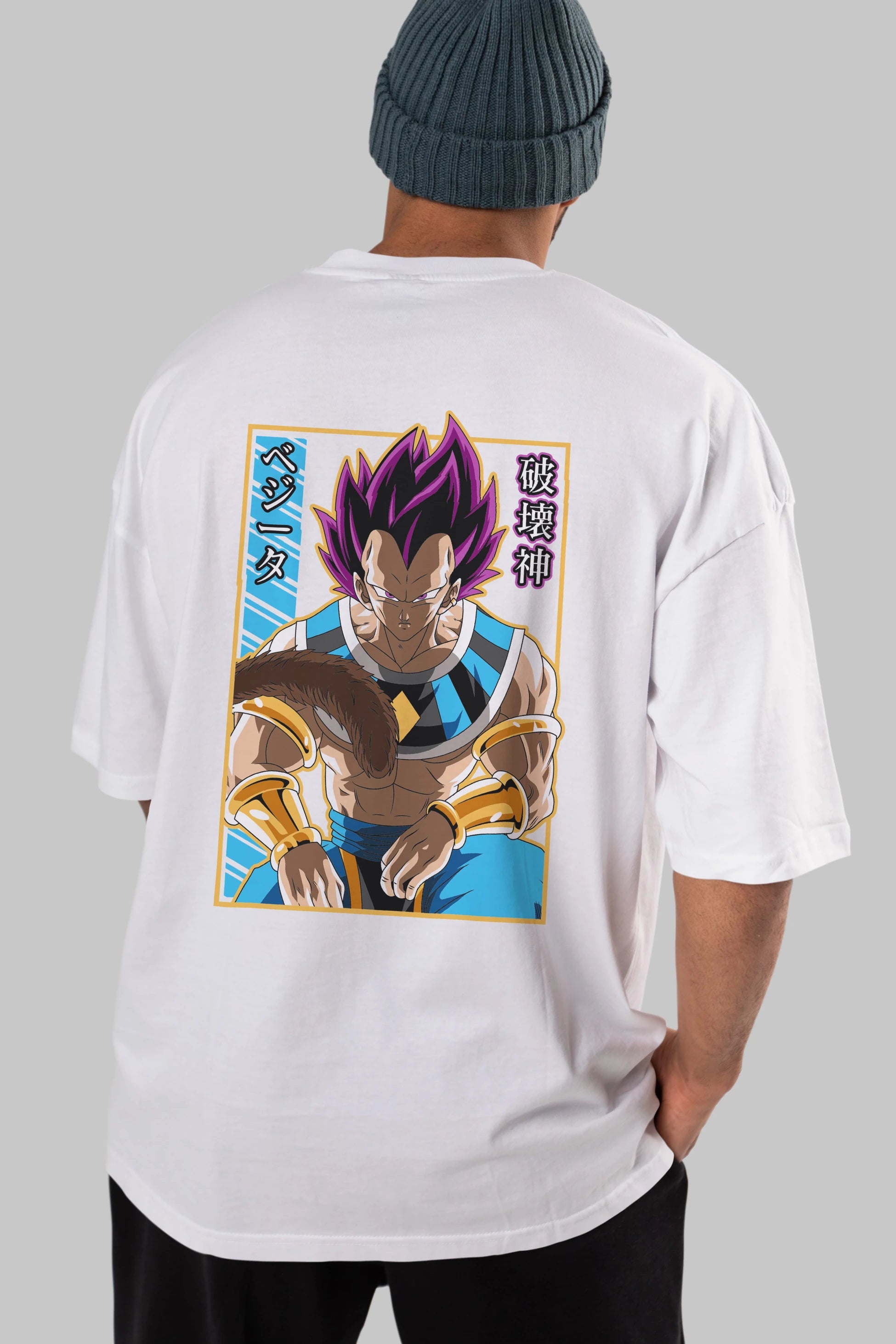 DragonBall VegetaHakaishin Anime Arka Baskılı Oversize t-shirt Erkek Kadın Unisex