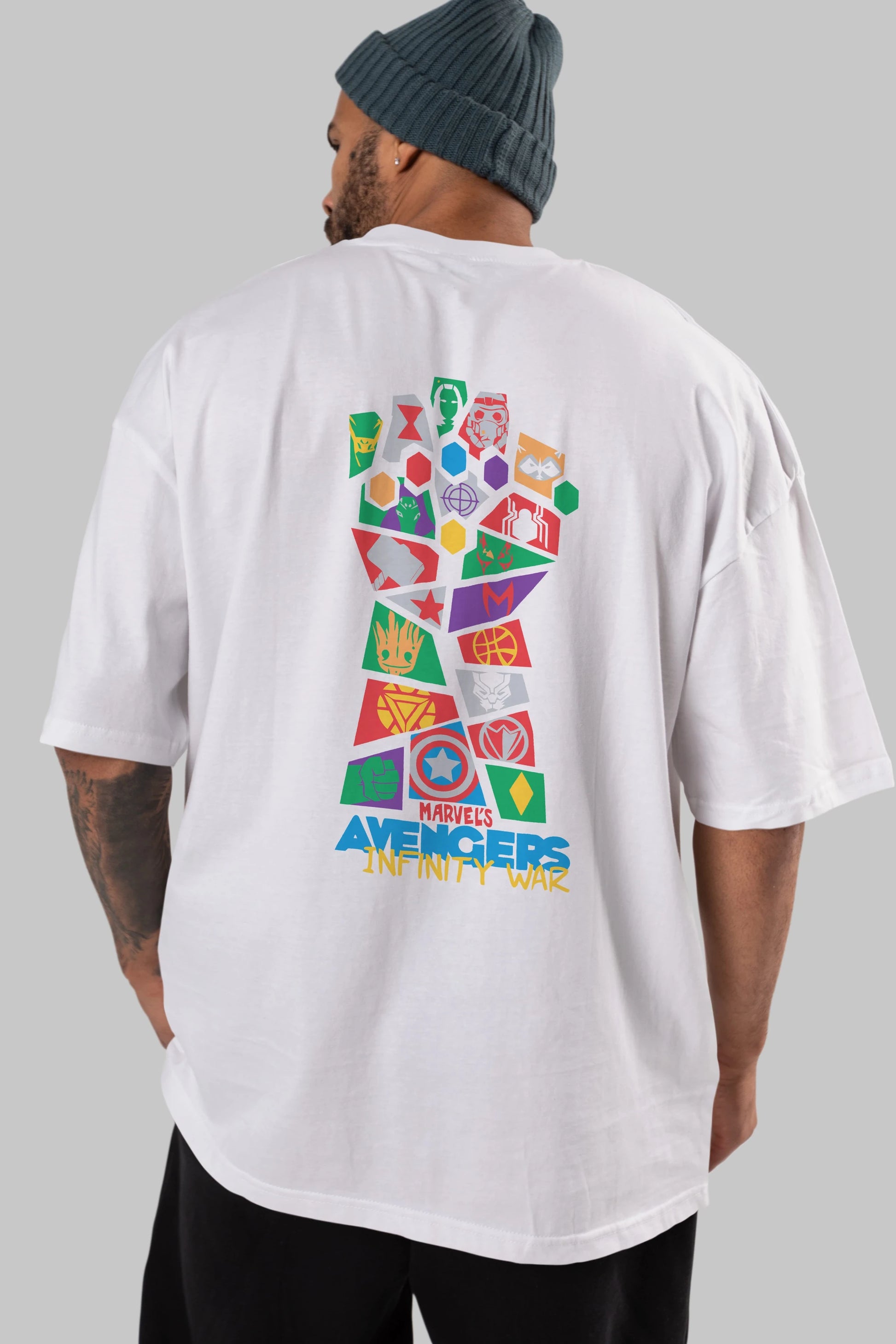 The Avengers Arka Baskılı Oversize t-shirt Erkek Kadın Unisex %100 Pamuk Bisiklet Yaka tişort