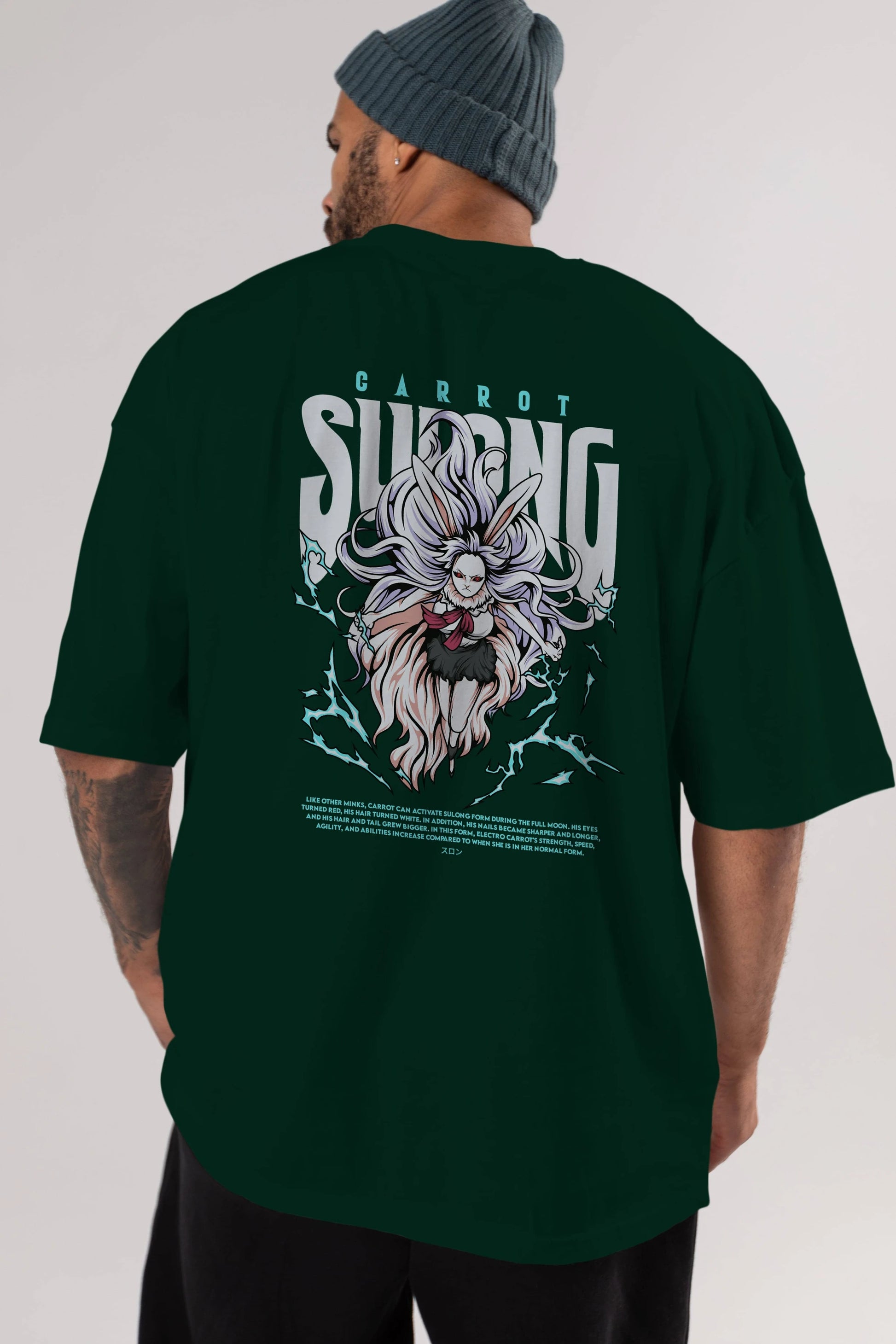 Carrot Sulong Anime Arka Baskılı Oversize t-shirt Erkek Kadın Unisex