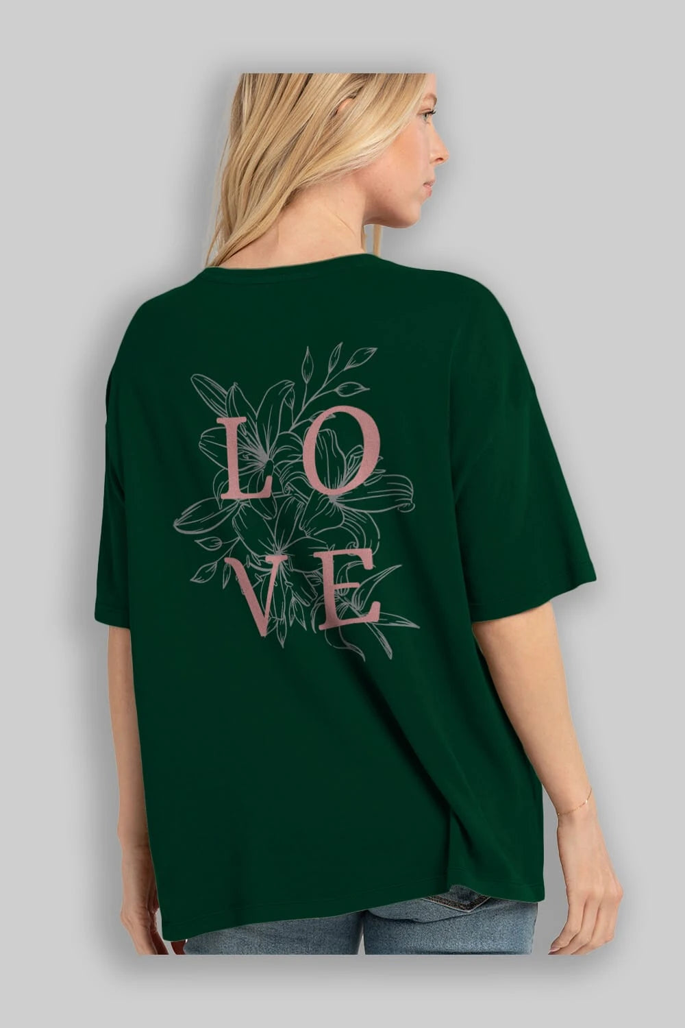 Love Yazılı Arka Baskılı Oversize t-shirt Erkek Kadın Unisex