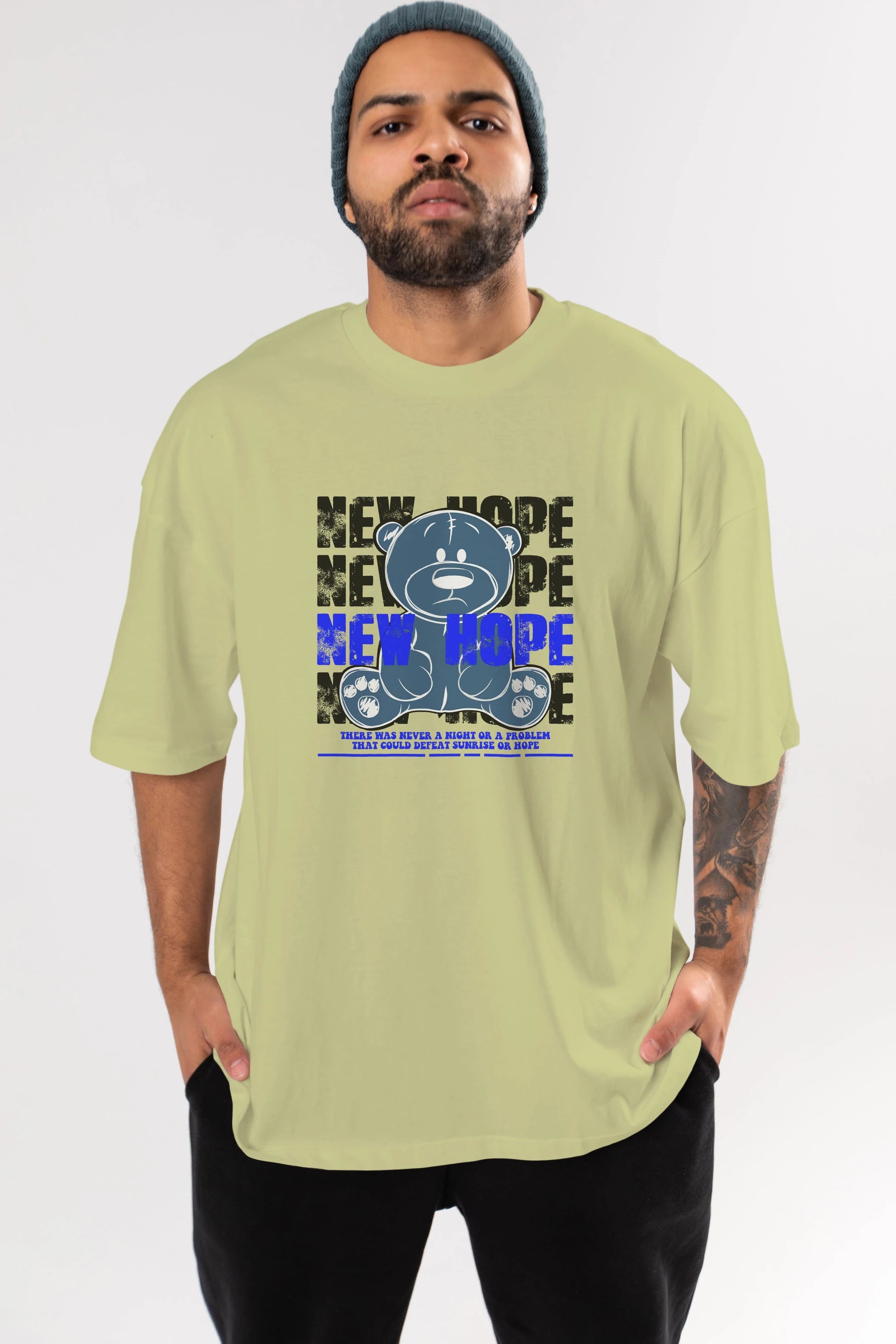 Teddy Bear New Hope Ön Baskılı Oversize t-shirt Erkek Kadın Unisex