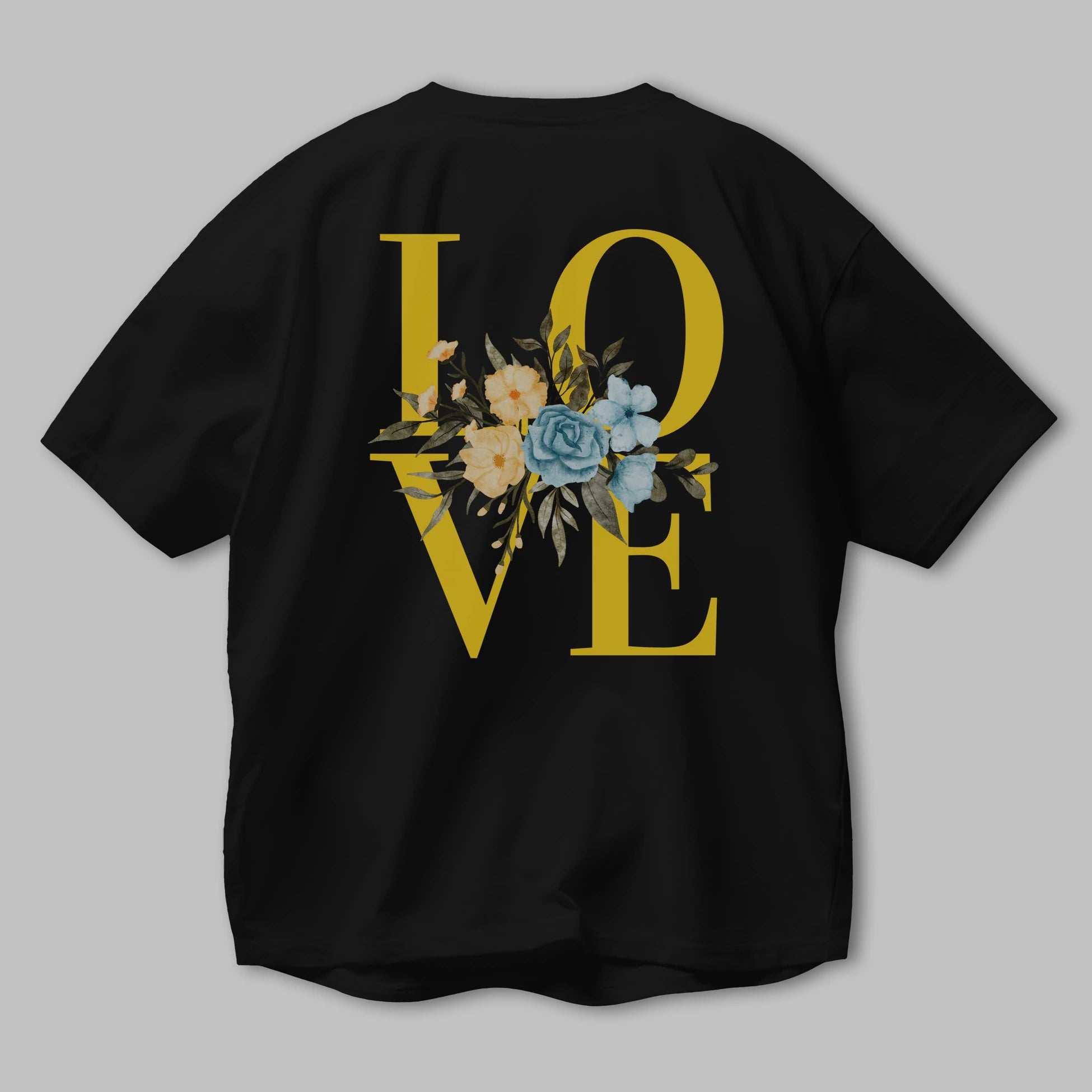 Love Flower Arka Baskılı Oversize t-shirt Erkek Kadın Unisex