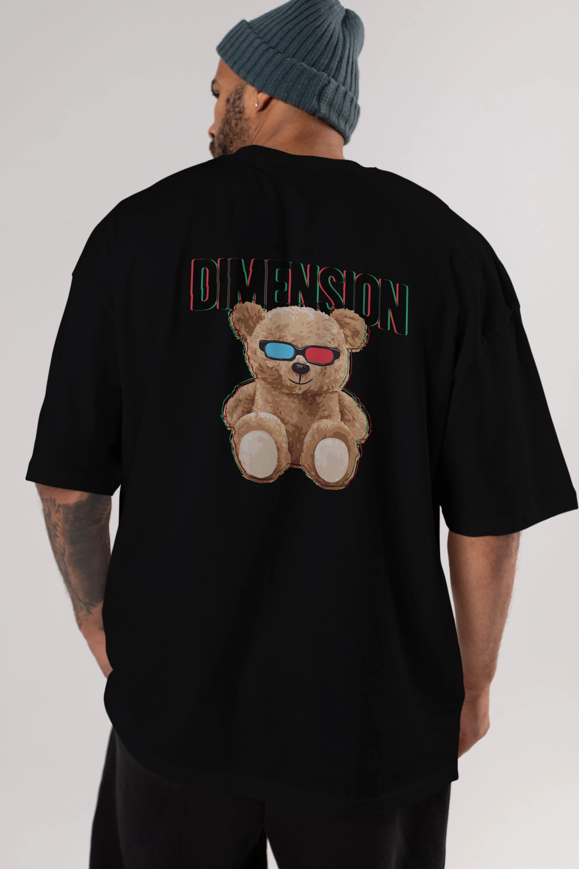 Teddy Bear Dimension Arka Baskılı Oversize t-shirt Erkek Kadın Unisex %100 Pamuk