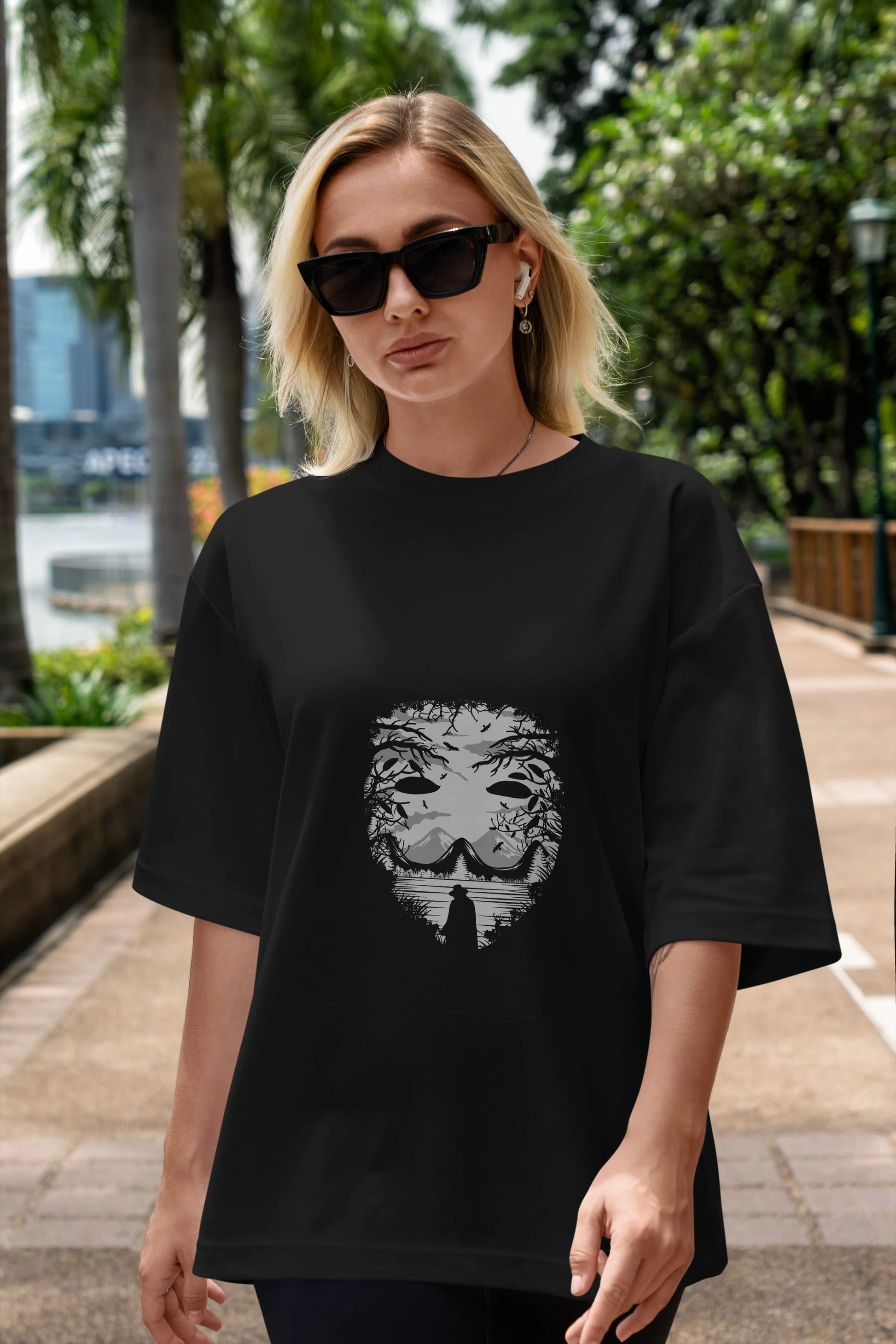 The Mask (2) Ön Baskılı Oversize t-shirt %100 pamuk Erkek Kadın Unisex