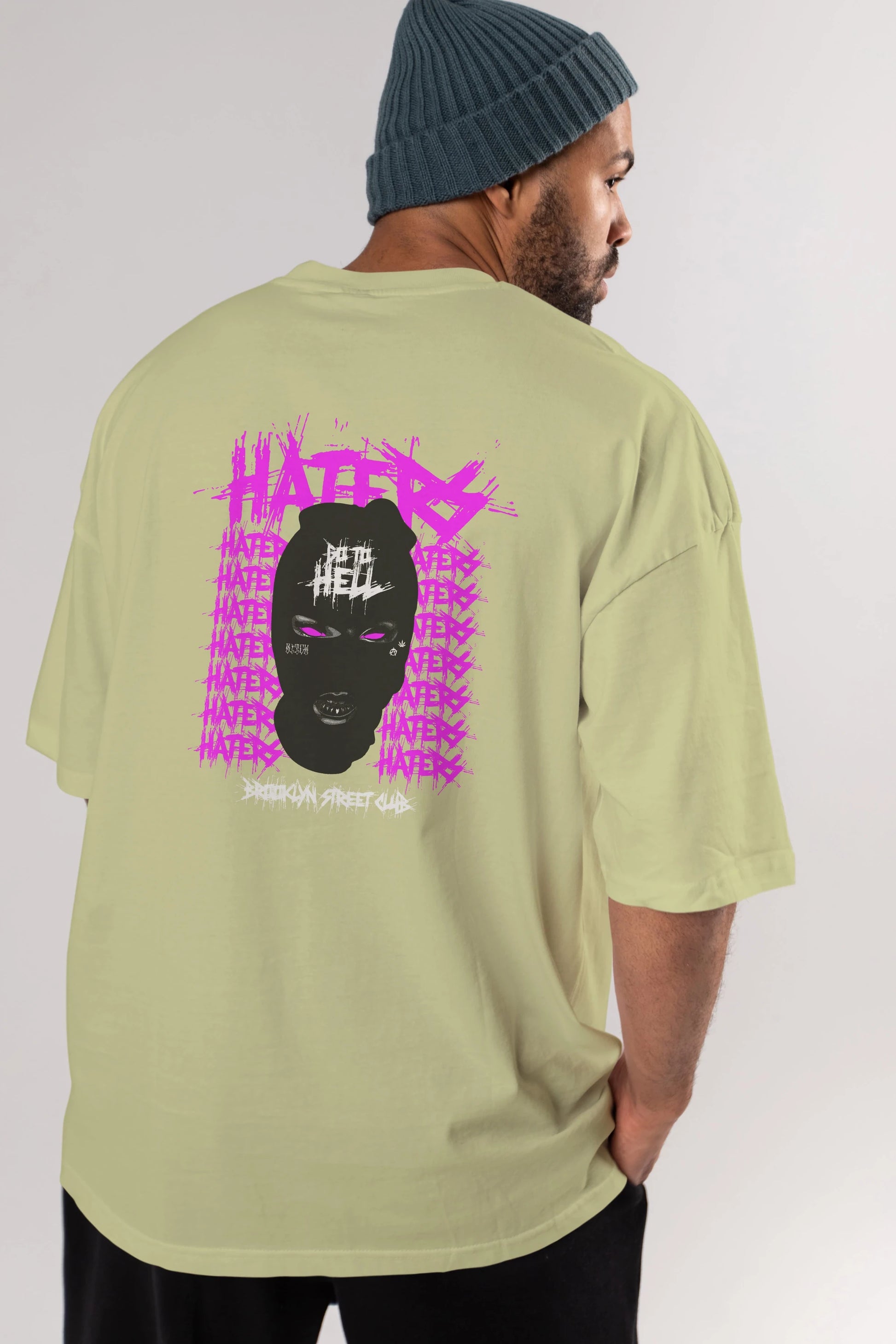 Haters Brooklyn Street Club Arka Baskılı Oversize t-shirt Erkek Kadın Unisex