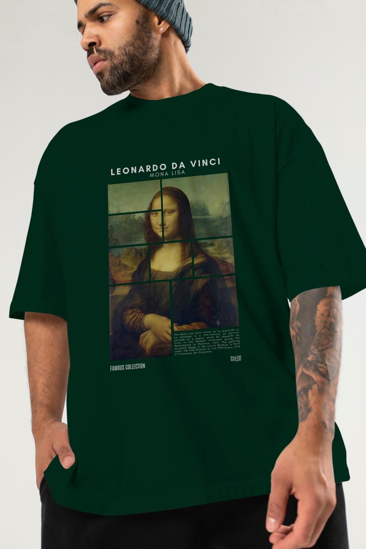 Leonardo Da Vinci Mona Lisa ön Baskılı Oversize t-shirt Erkek Kadın Bisiklet Yaka Pamuk tişort