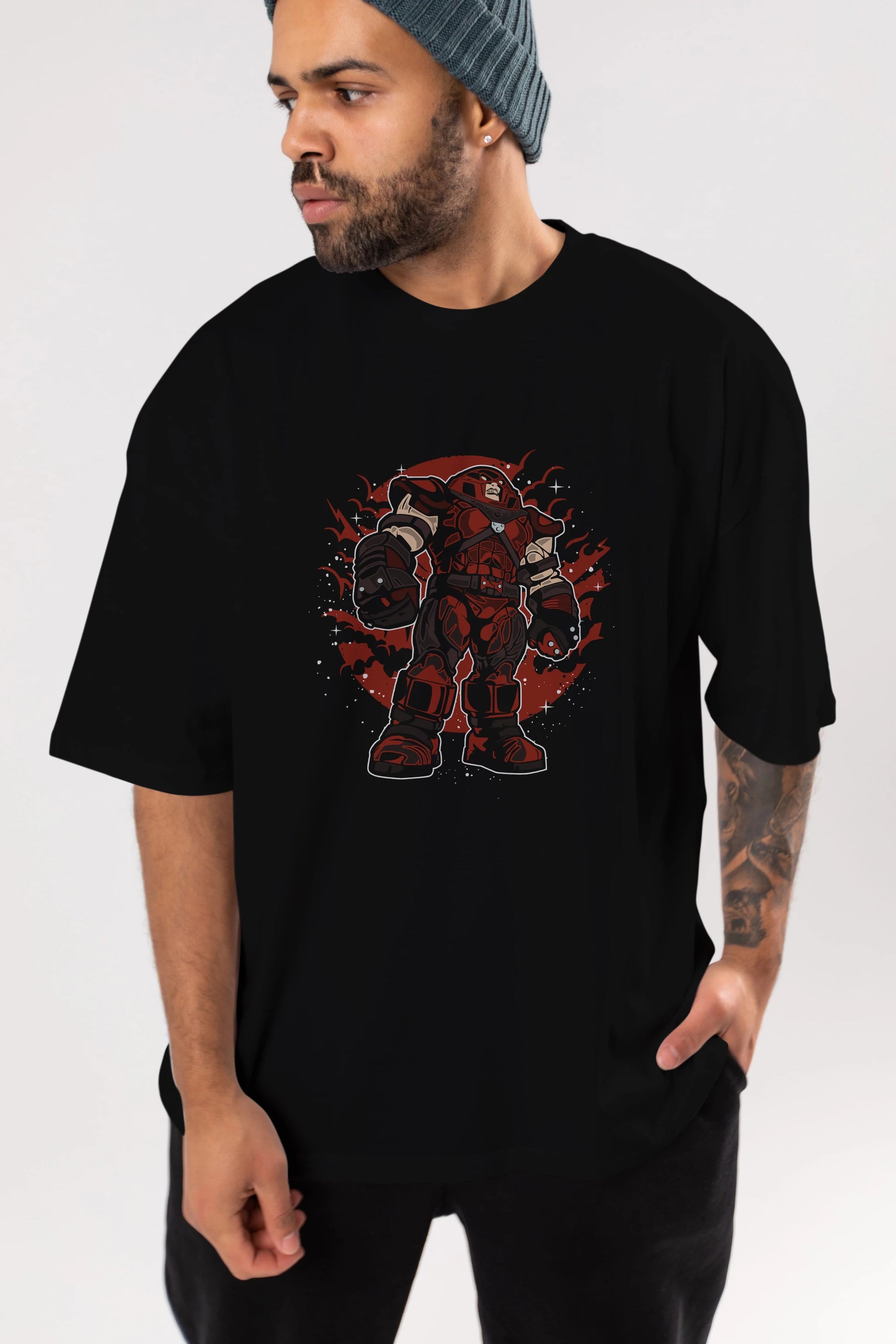 JUGERNAUT Ön Baskılı Oversize t-shirt Erkek Kadın Unisex %100 Pamuk tişort