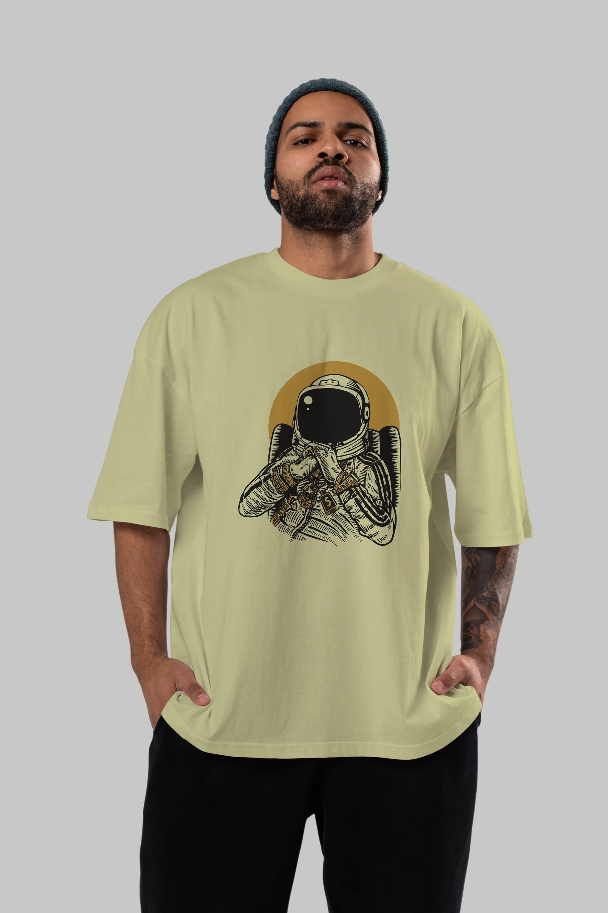 Space Dee Jay Ön Baskılı Oversize t-shirt Erkek Kadın Unisex %100 Pamuk tişort
