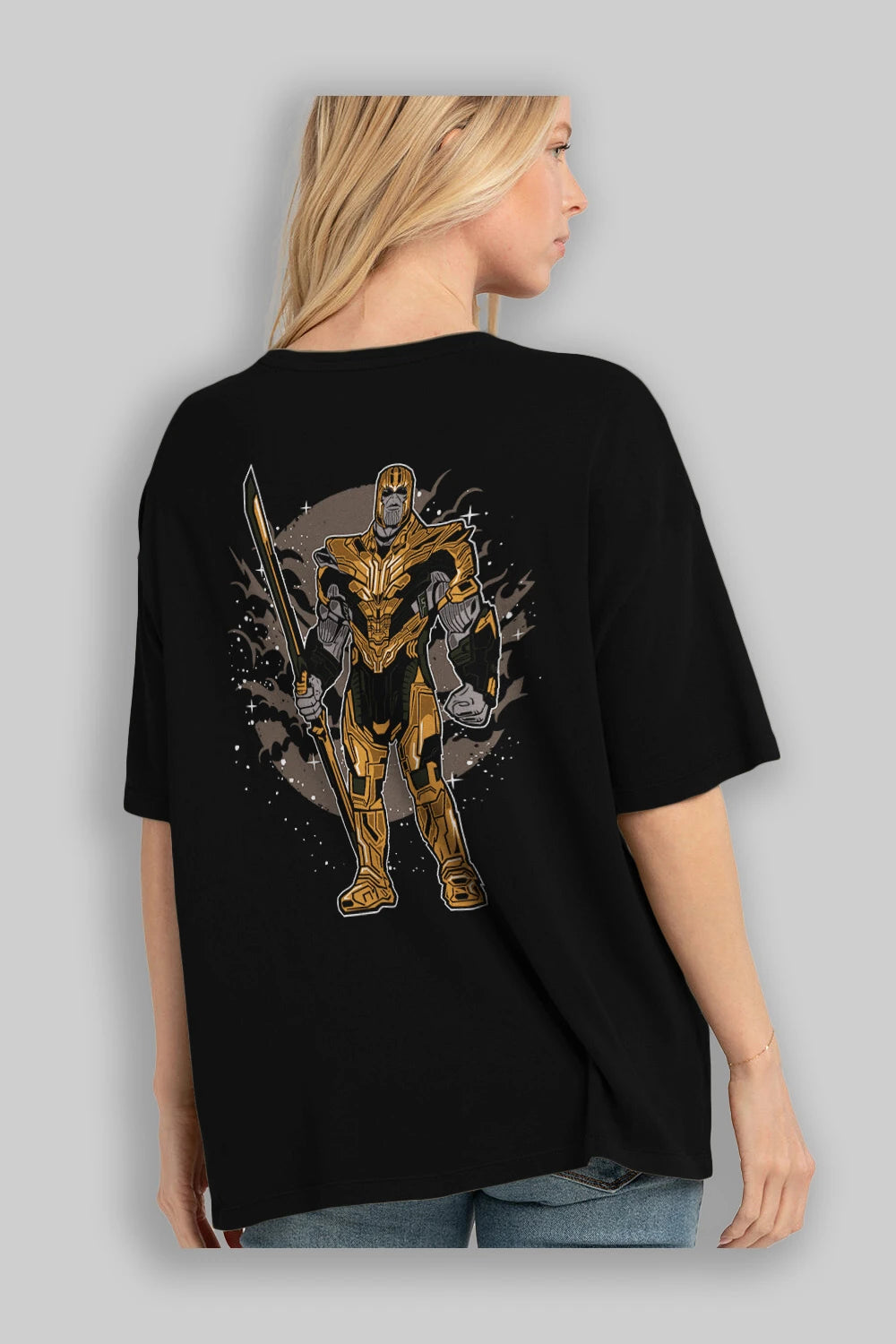Thanos Arka Baskılı Oversize t-shirt Erkek Kadın Unisex %100 Pamuk