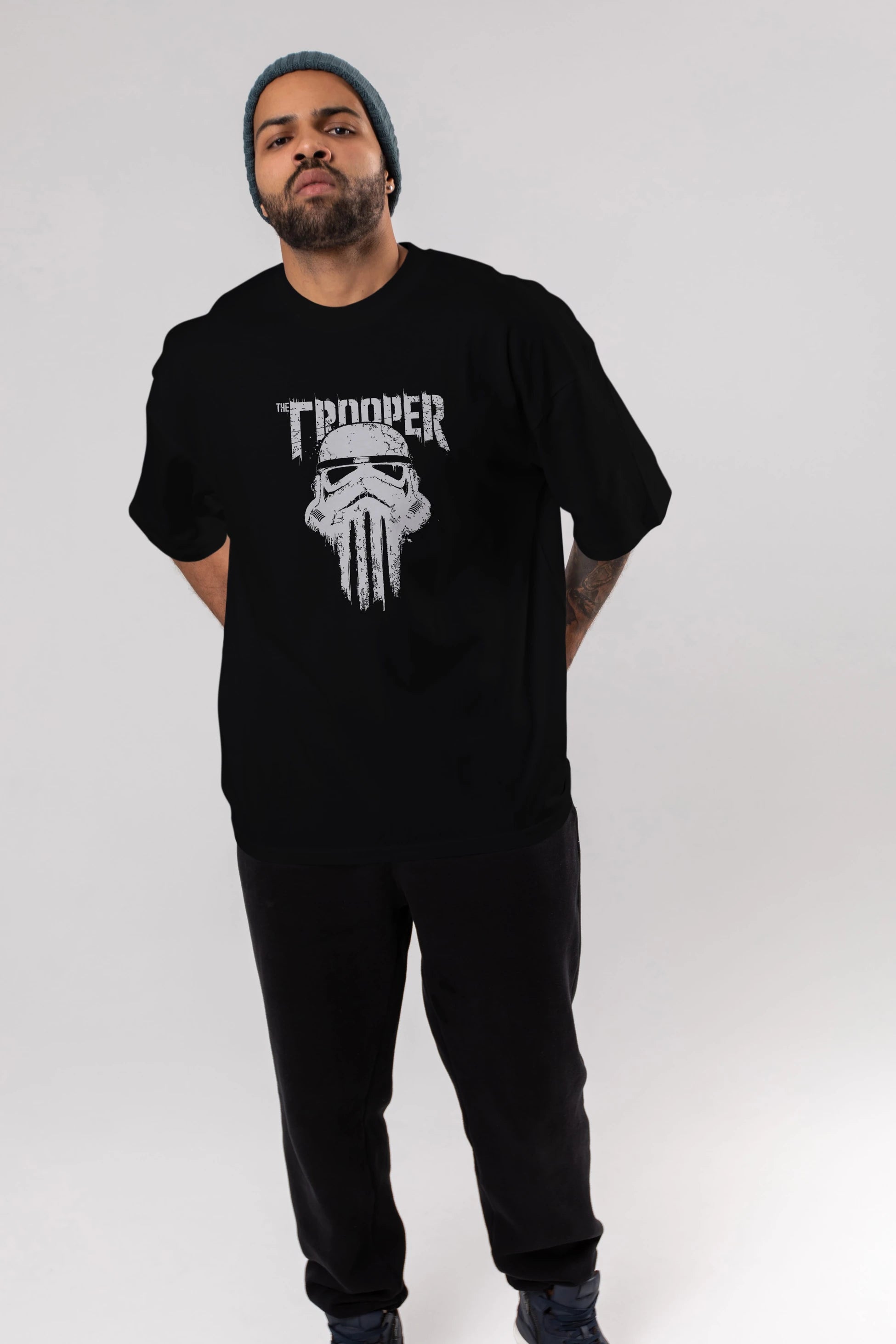 The Trooper Ön Baskılı Oversize t-shirt Erkek Kadın Unisex %100 Pamuk Bisiklet Yaka tişort
