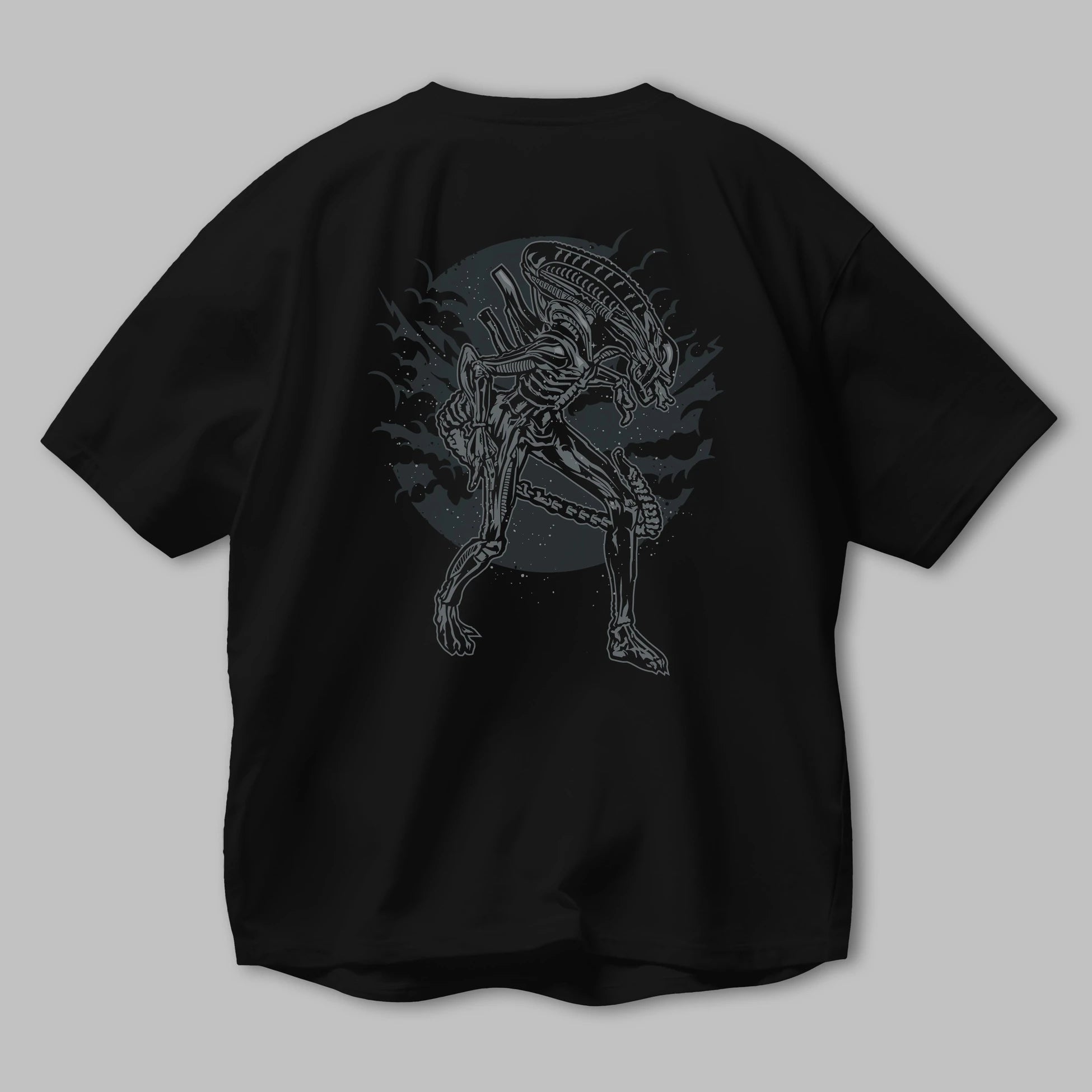 Xenomorph Arka Baskılı Oversize t-shirt Erkek Kadın Unisex %100 Pamuk