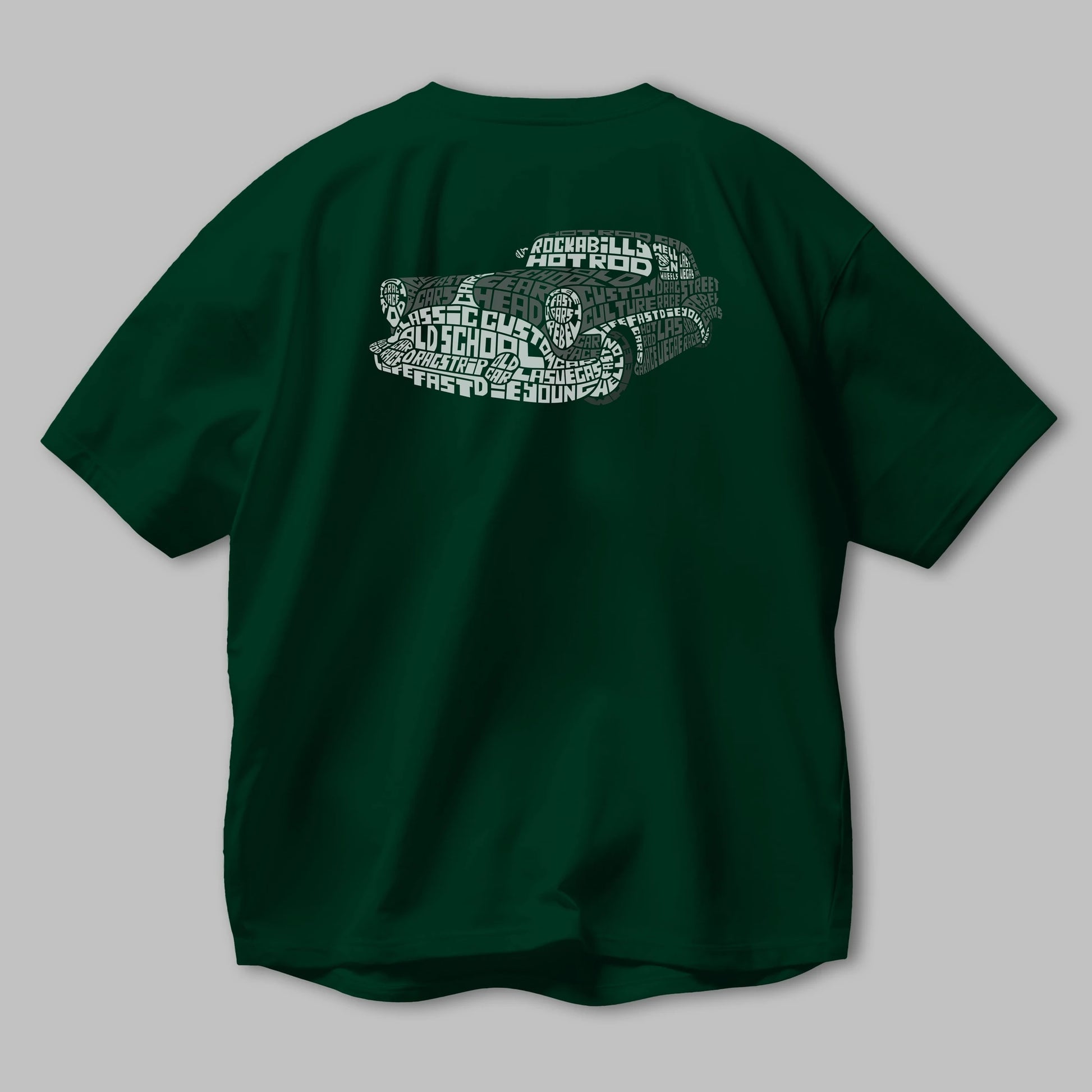 Hotrod Arka Baskılı Oversize t-shirt %100 pamuk Erkek Kadın Unisex