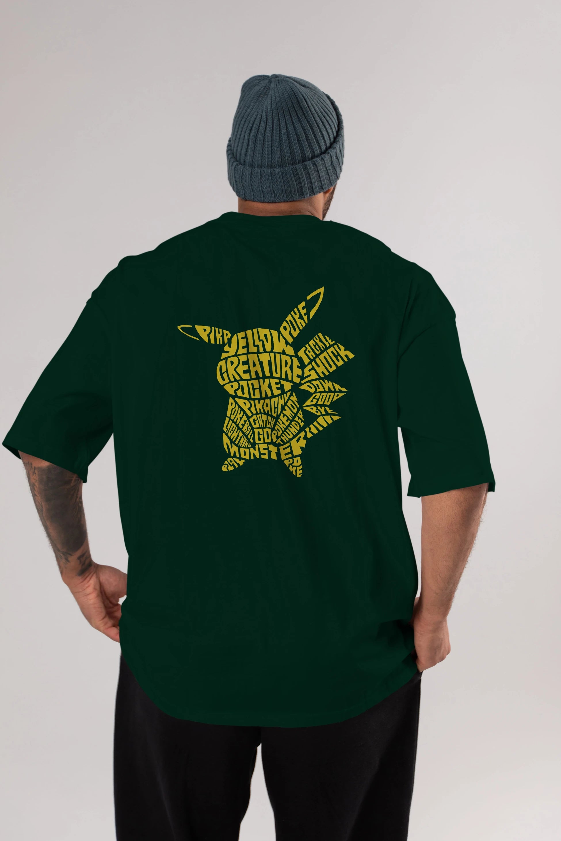 Pocket Monster Arka Baskılı Oversize t-shirt %100 pamuk Erkek Kadın Unisex