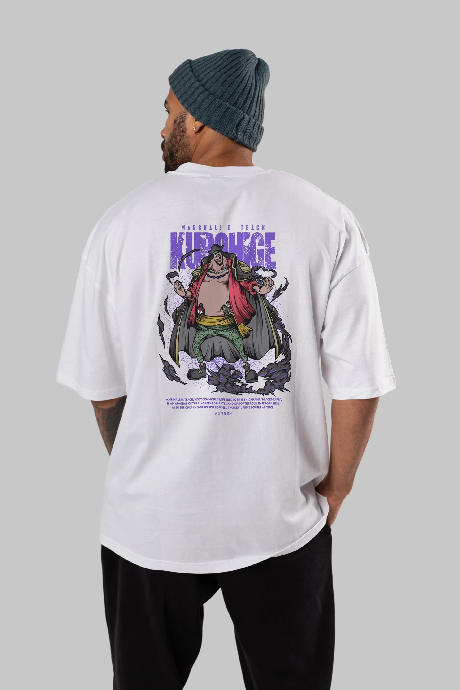 Marshall D. Teach Anime Arka Baskılı Oversize t-shirt Erkek Kadın Unisex