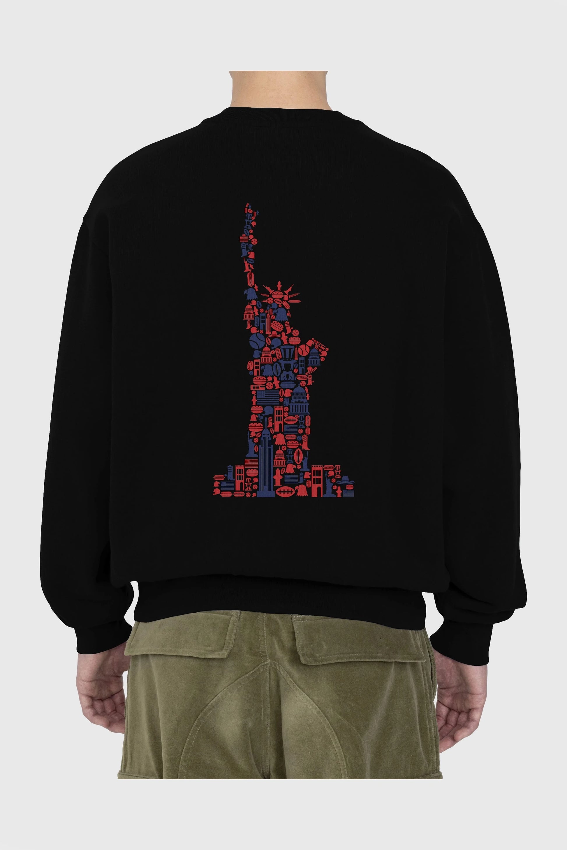 Liberty Arka Baskılı Oversize Sweatshirt Erkek Kadın Unisex