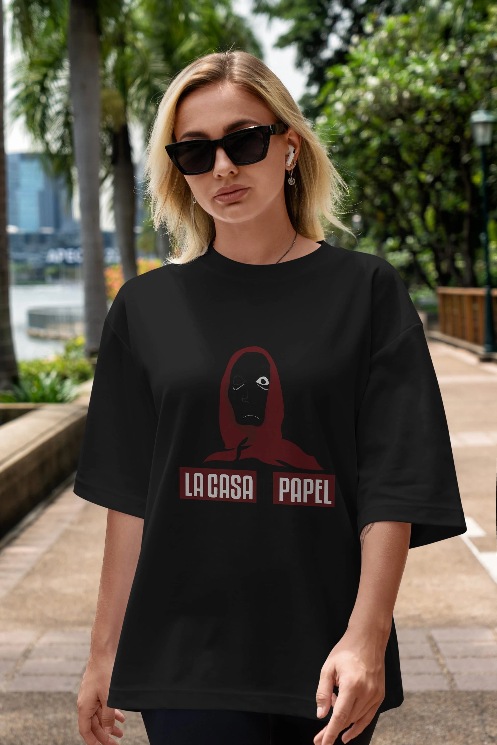 La Casa De Papel (1) Ön Baskılı Oversize t-shirt Erkek Kadın Unisex %100 Pamuk Bisiklet Yaka tişort
