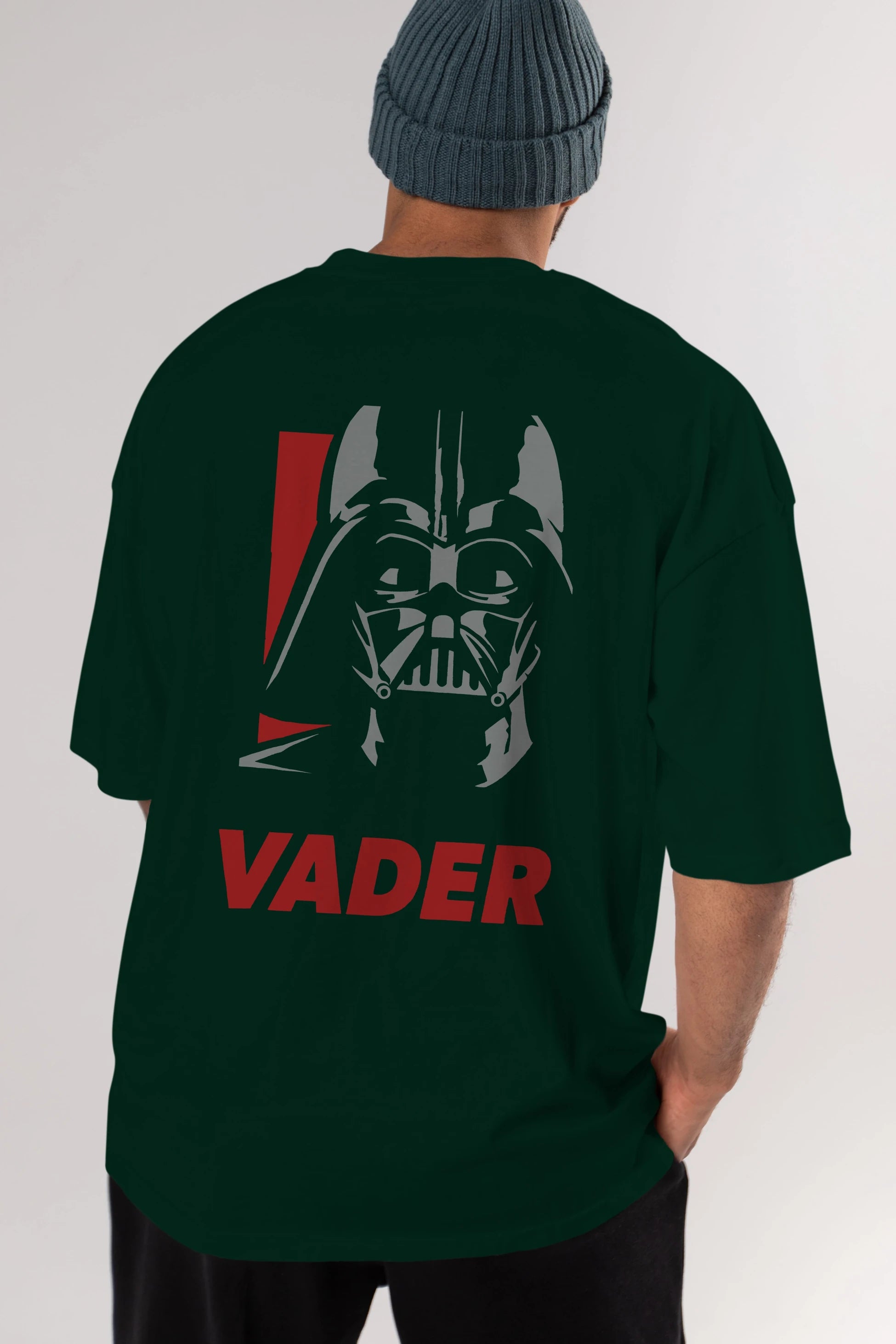 Darth Vader Arka Baskılı Oversize t-shirt Erkek Kadın Unisex %100 Pamuk Bisiklet Yaka tişort