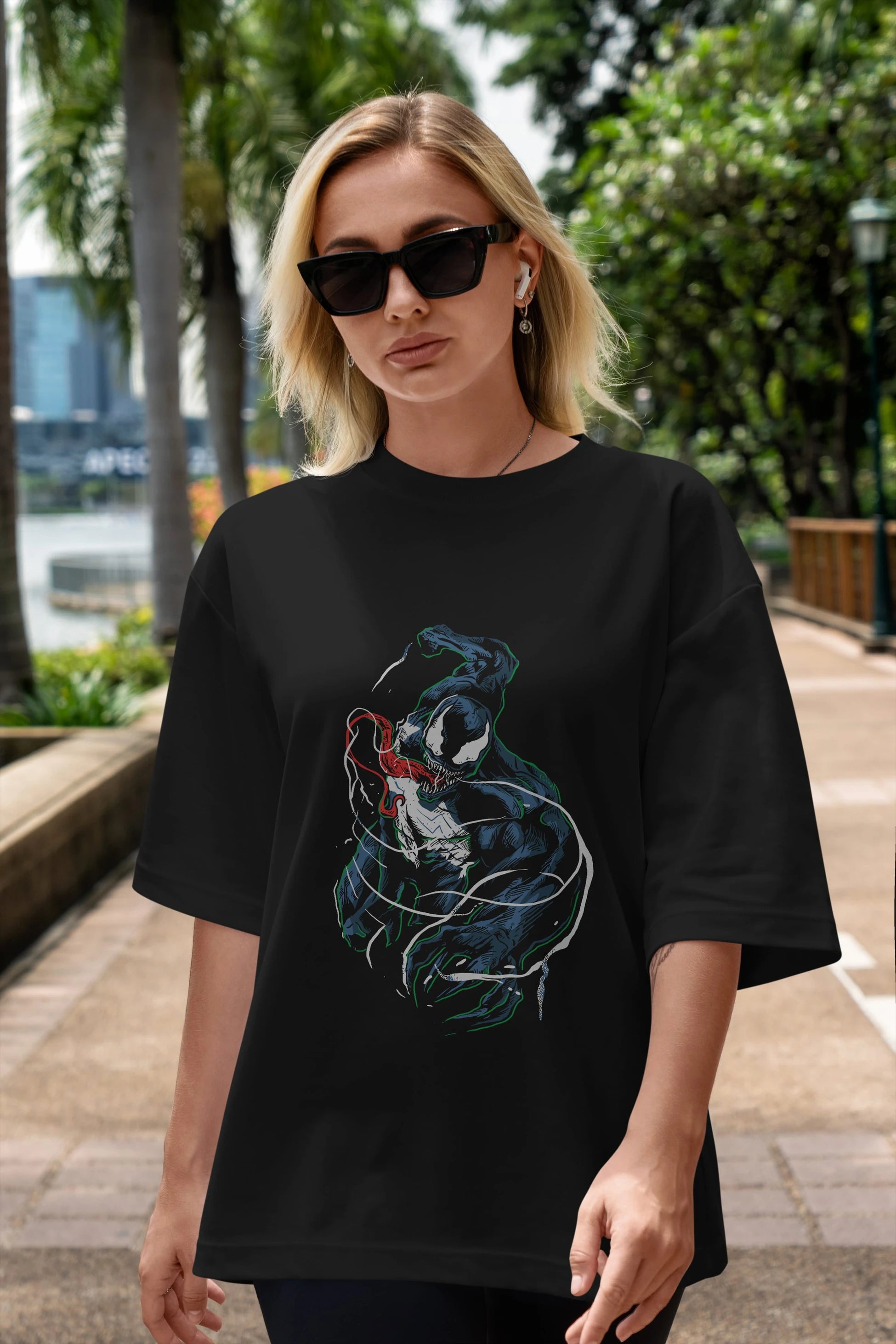 Venom (5) Ön Baskılı Oversize t-shirt Erkek Kadın Unisex %100 Pamuk Bisiklet Yaka tişort