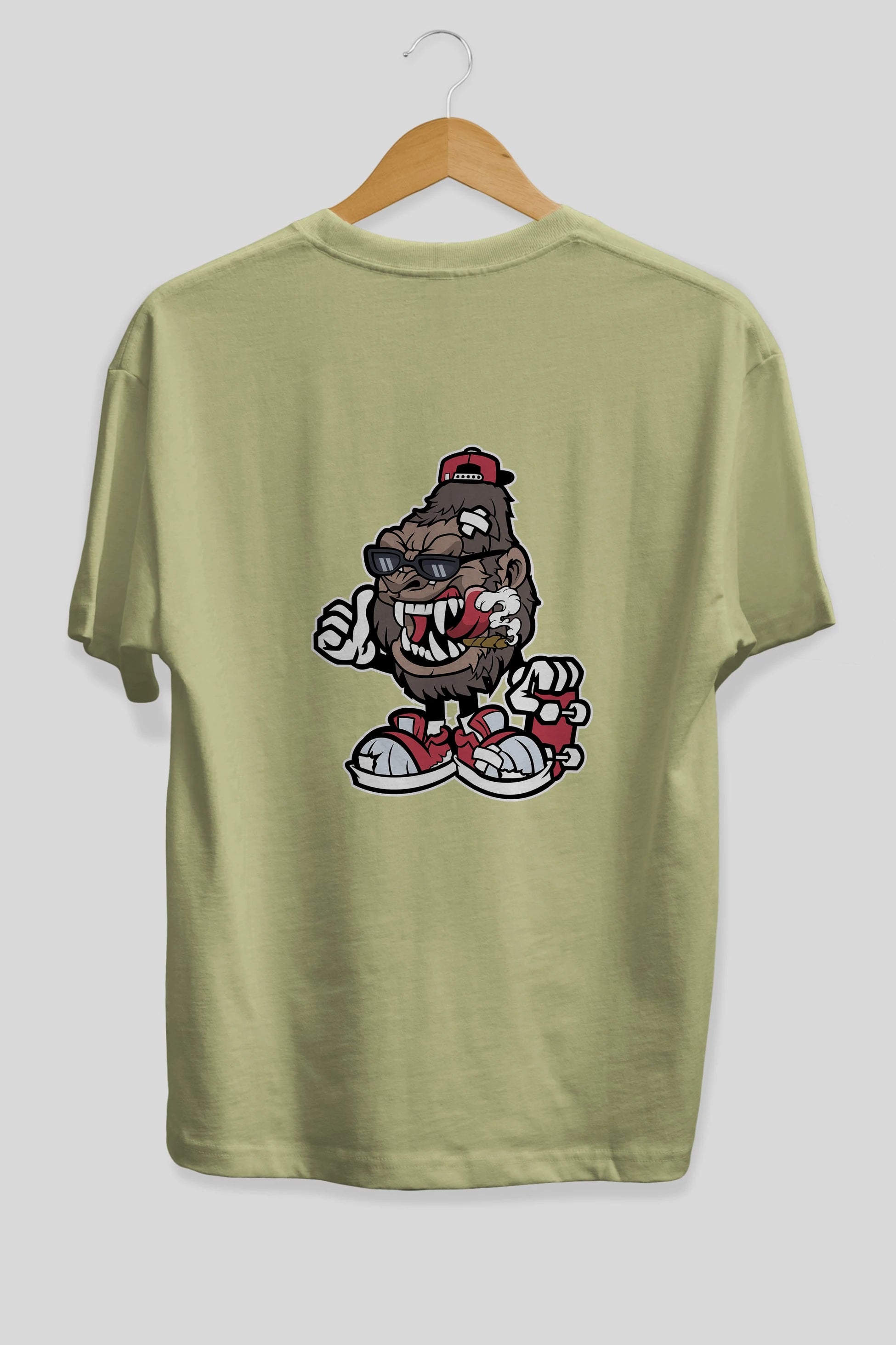 Gorilla Skater Arka Baskılı Oversize t-shirt Erkek Kadın Unisex %100 Pamuk tişort