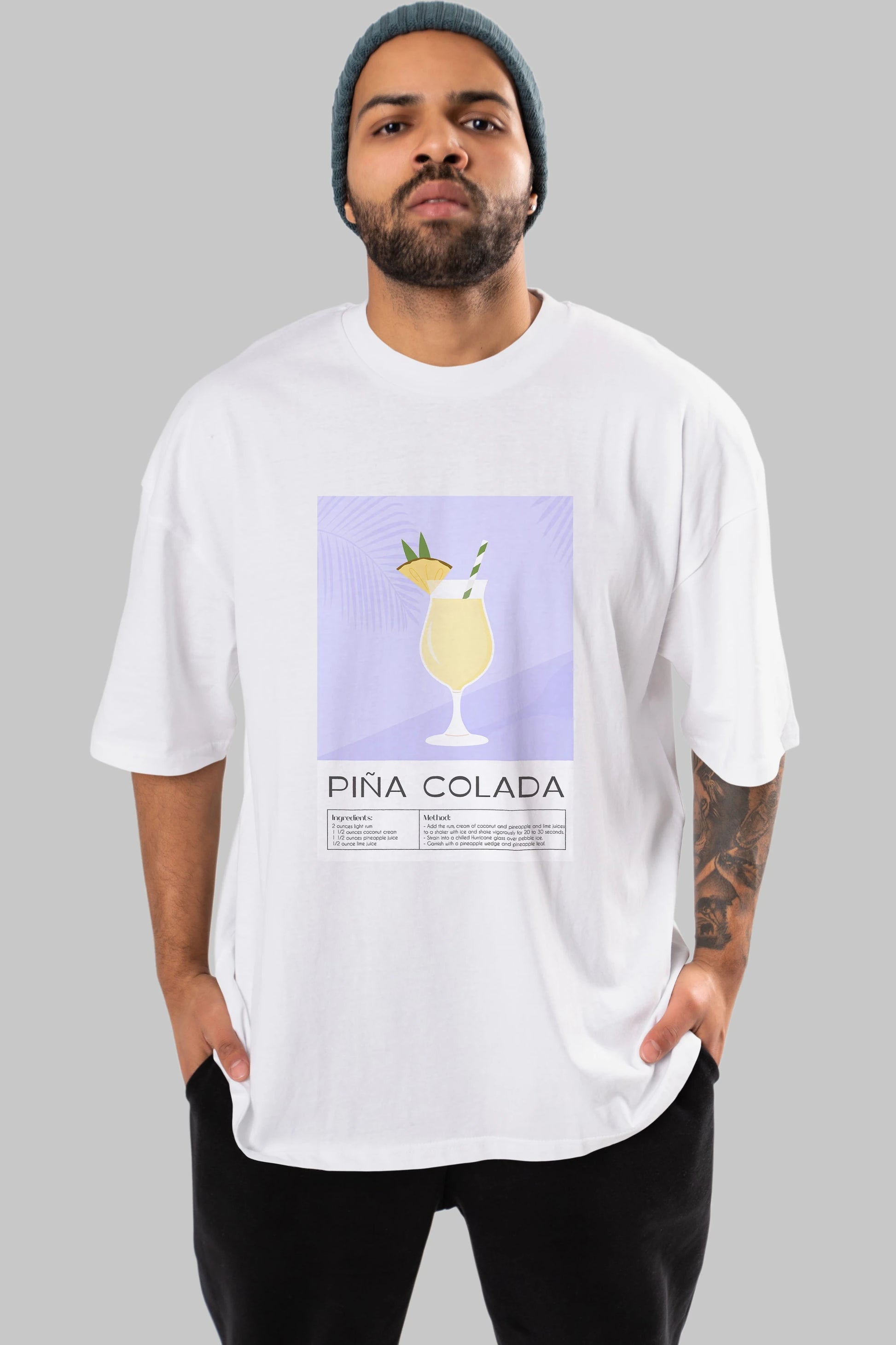 PIna Colada 6 Ön Baskılı Oversize t-shirt Erkek Kadın Unisex %100 Pamuk Bisiklet Yaka tişort