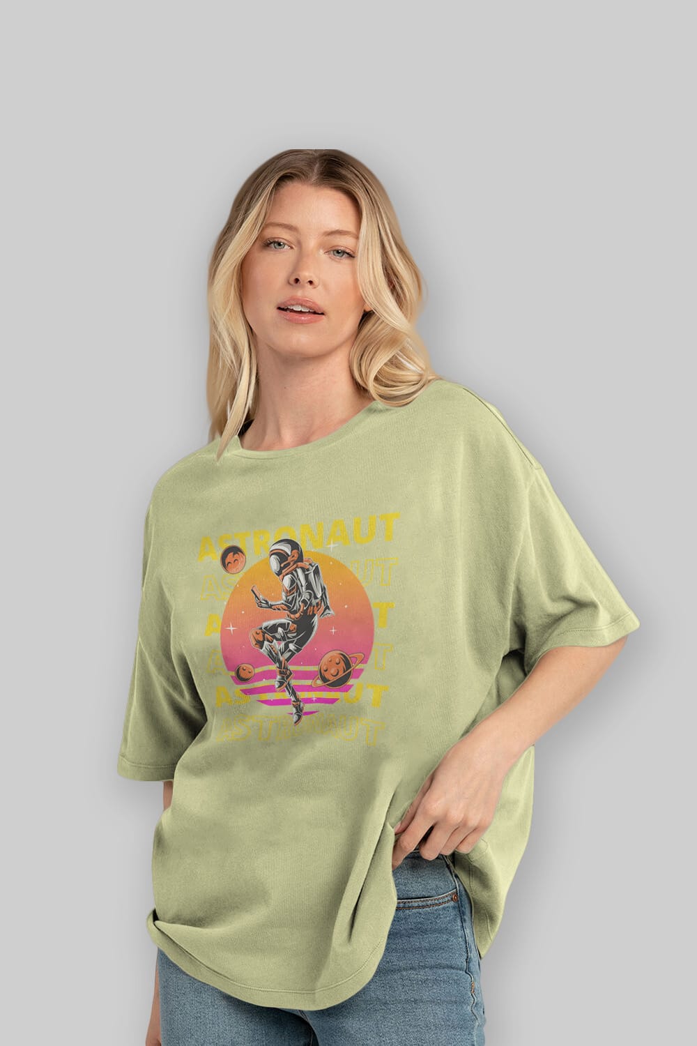 Astronaut Streetwear 2 Ön Baskılı Oversize t-shirt Erkek Kadın Unisex