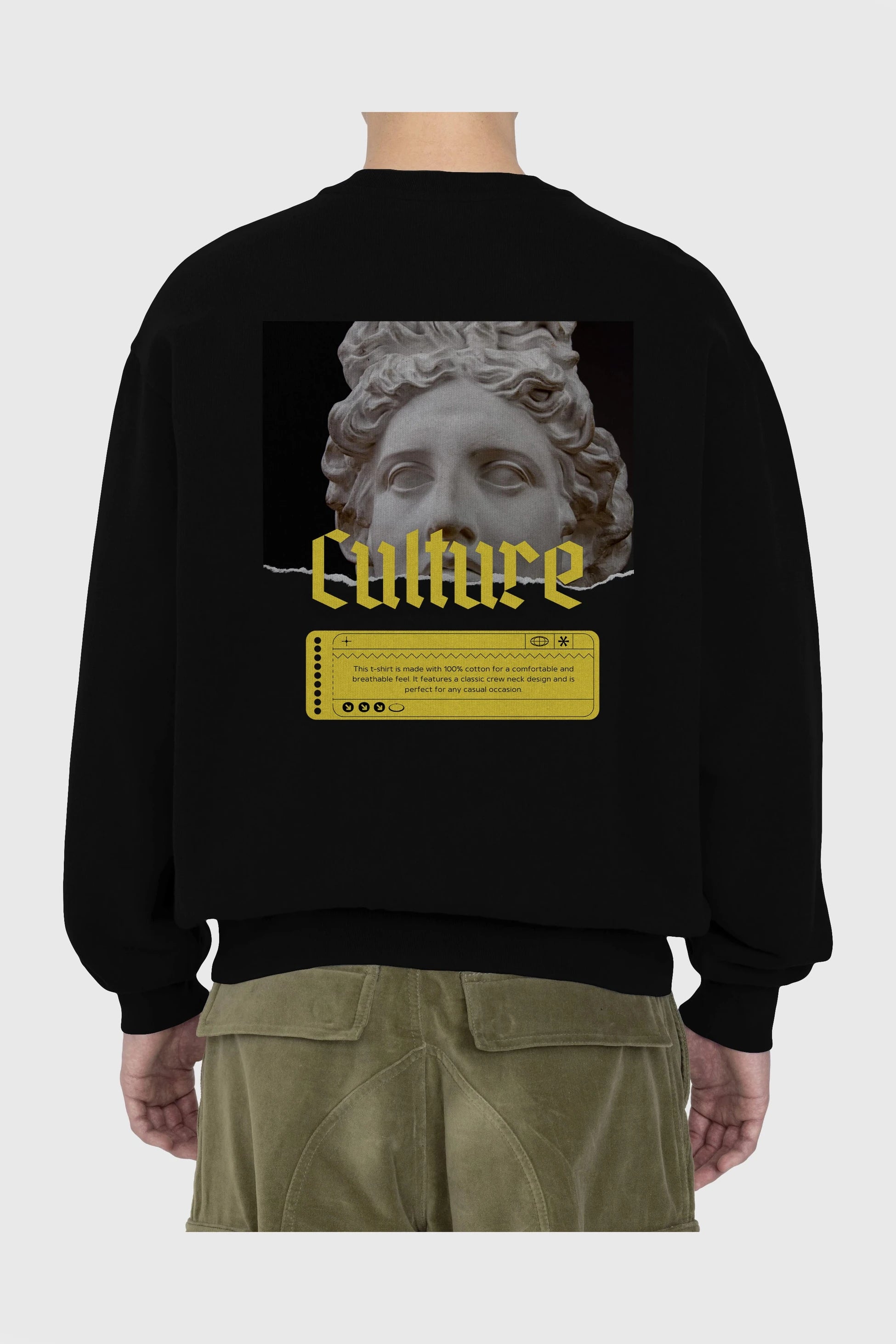 Culture Yazılı Arka Baskılı Oversize Sweatshirt Erkek Kadın Unisex
