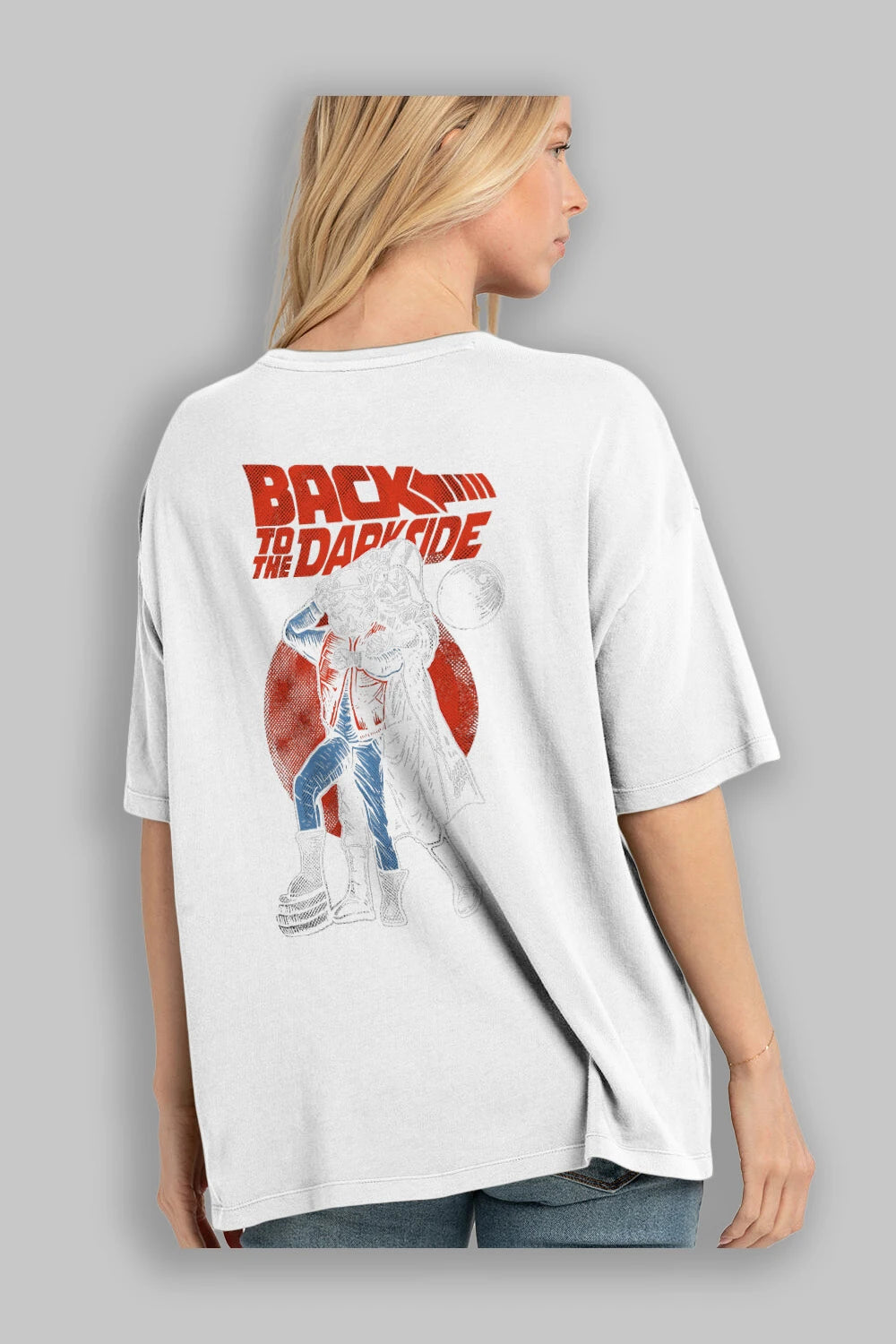 Back To The Darkside Arka Baskılı Oversize t-shirt Erkek Kadın Unisex %100 Pamuk
