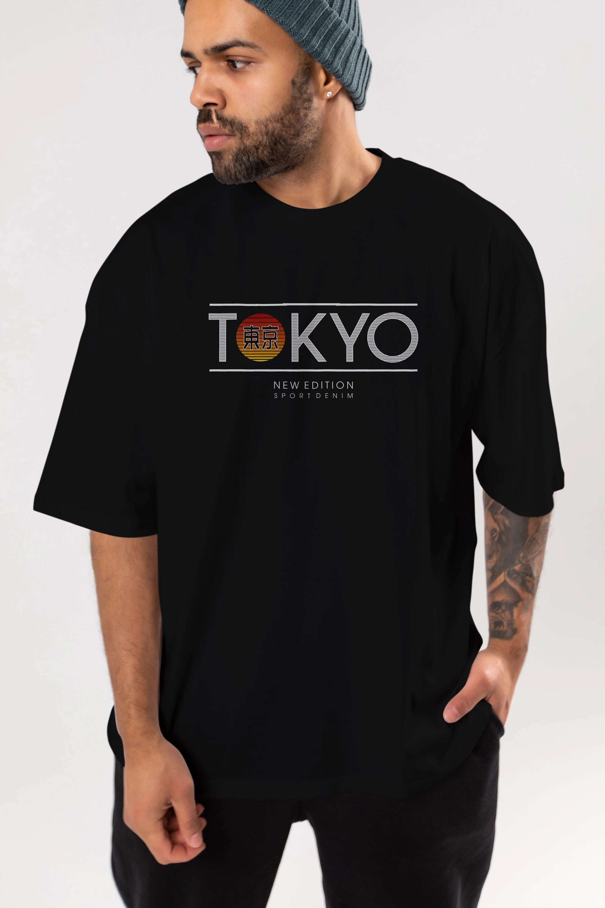 Tokyo Sport Ön Baskılı Oversize t-shirt Erkek Kadın Unisex