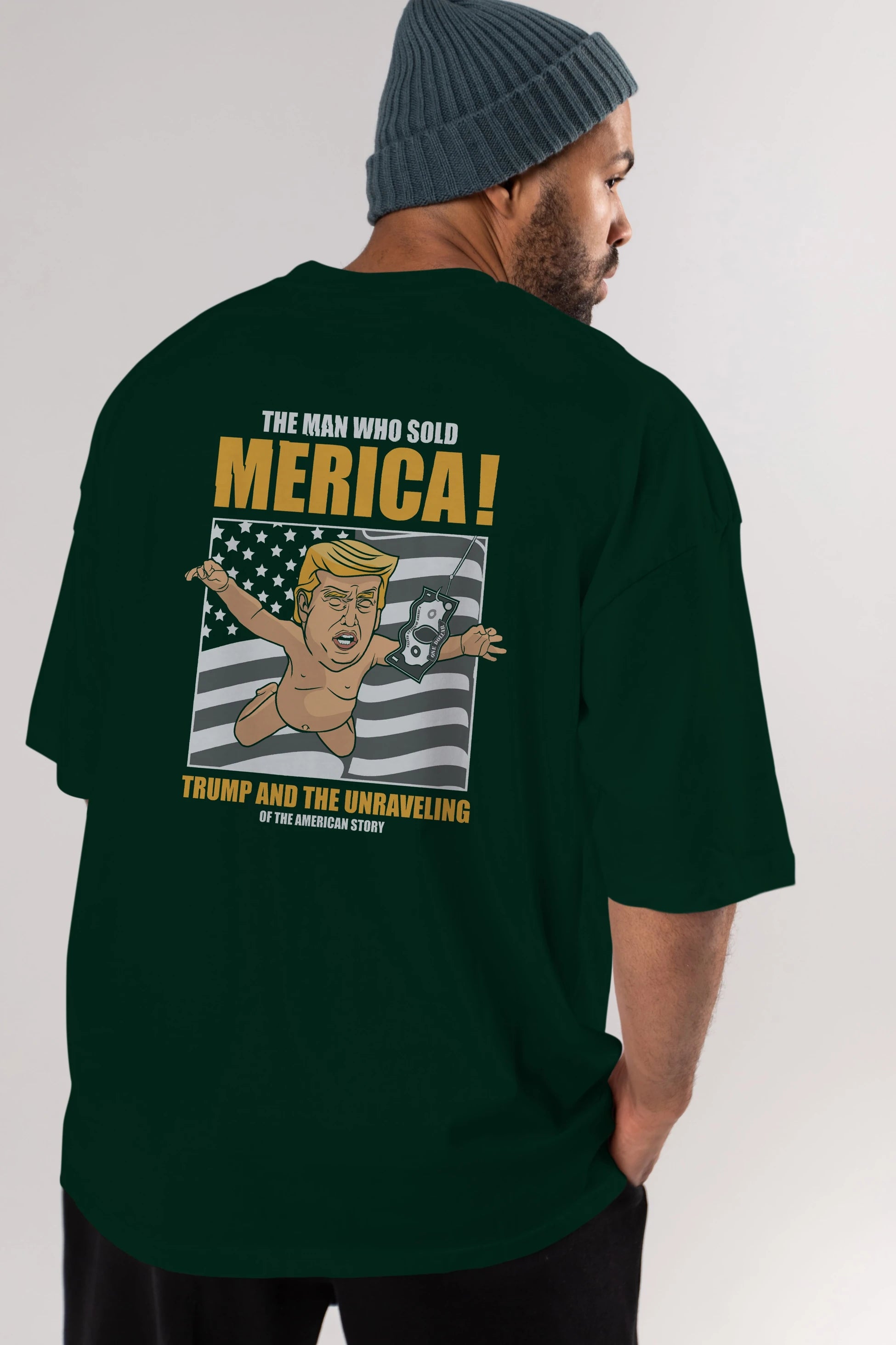 Trump Nirvana Arka Baskılı Oversize t-shirt Erkek Kadın Unisex %100 Pamuk tişort