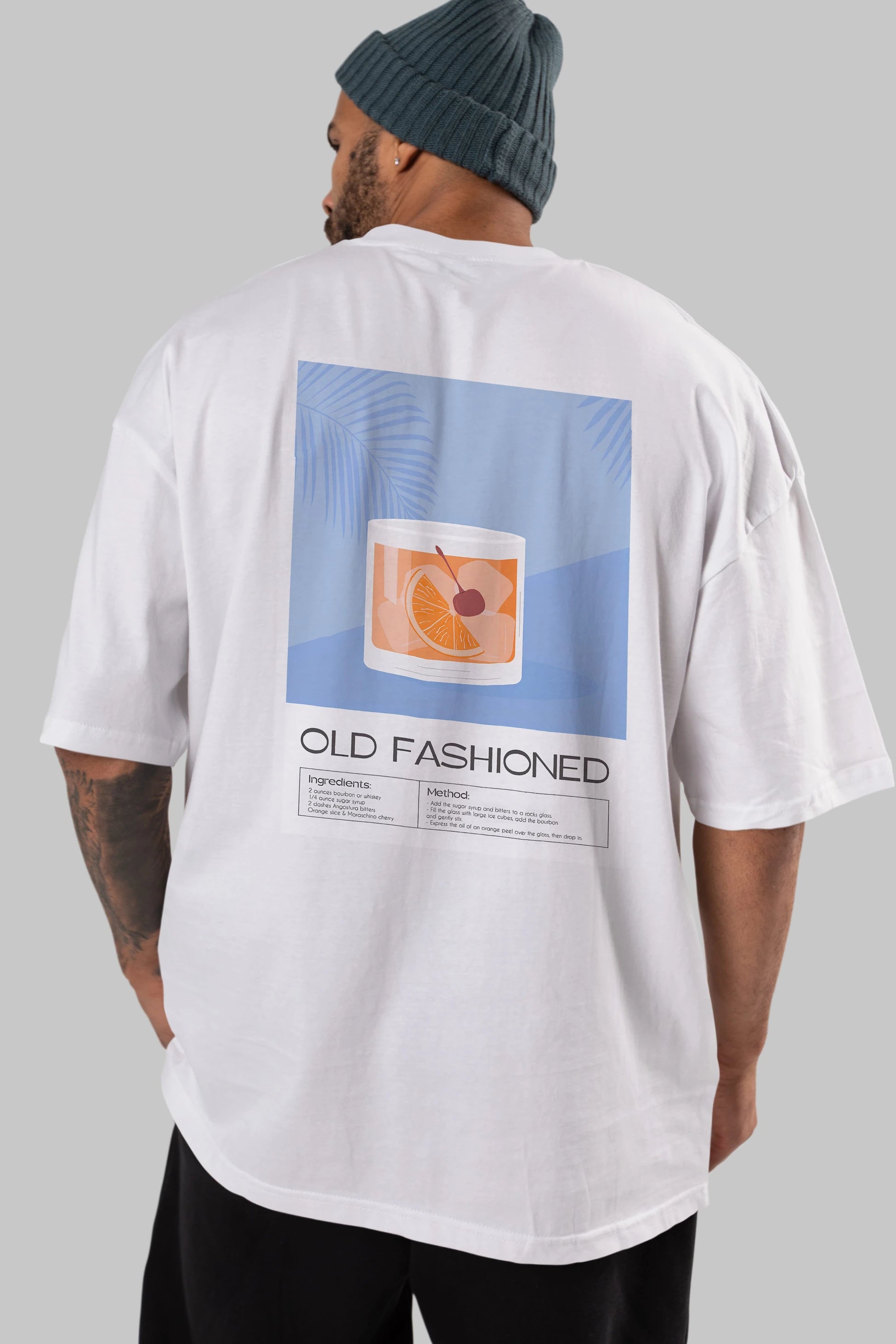 Old Fashioned 3 Arka Baskılı Oversize t-shirt Erkek Kadın Unisex %100 Pamuk Bisiklet Yaka tişort