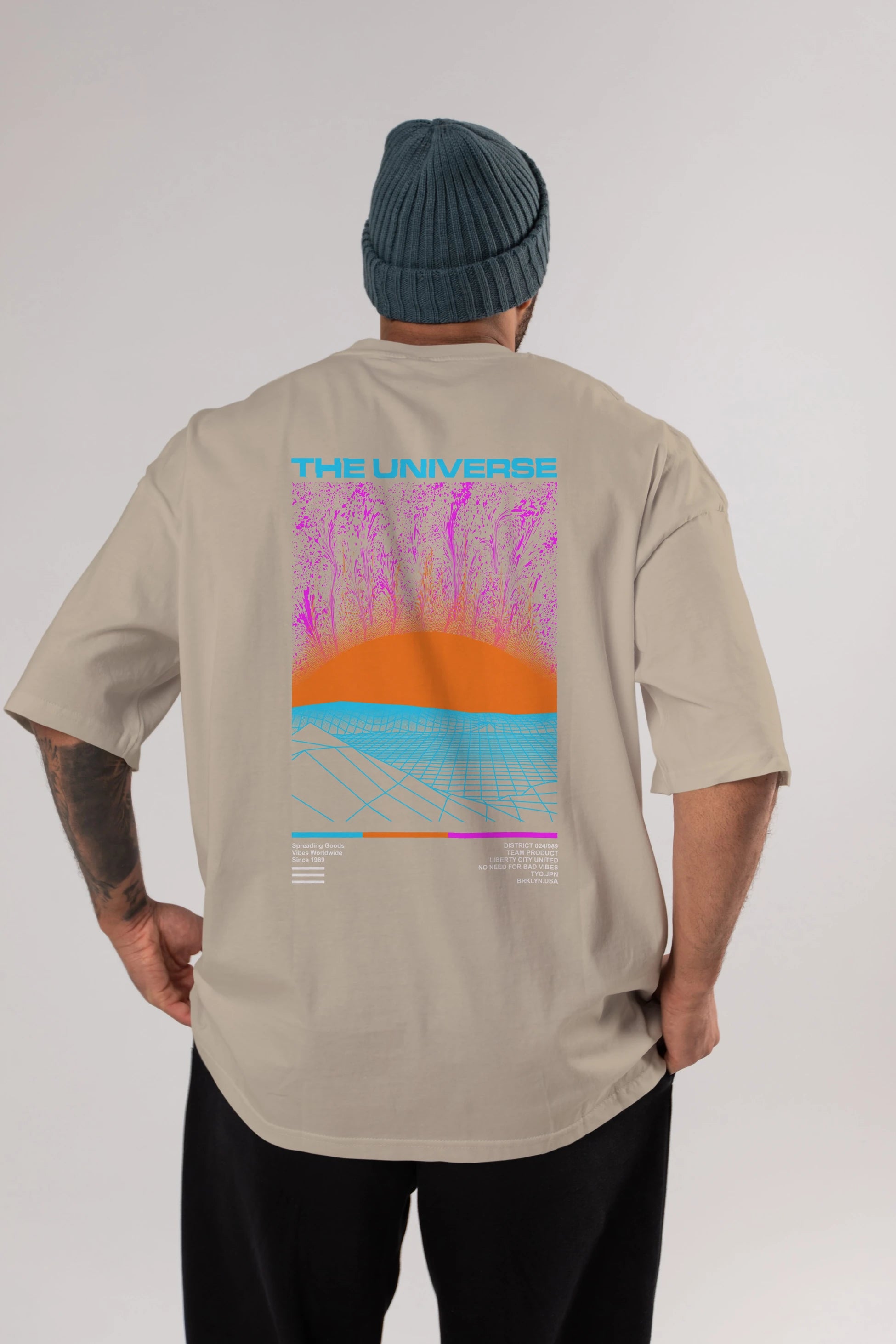 The Universe Arka Baskılı Oversize t-shirt Erkek Kadın Unisex