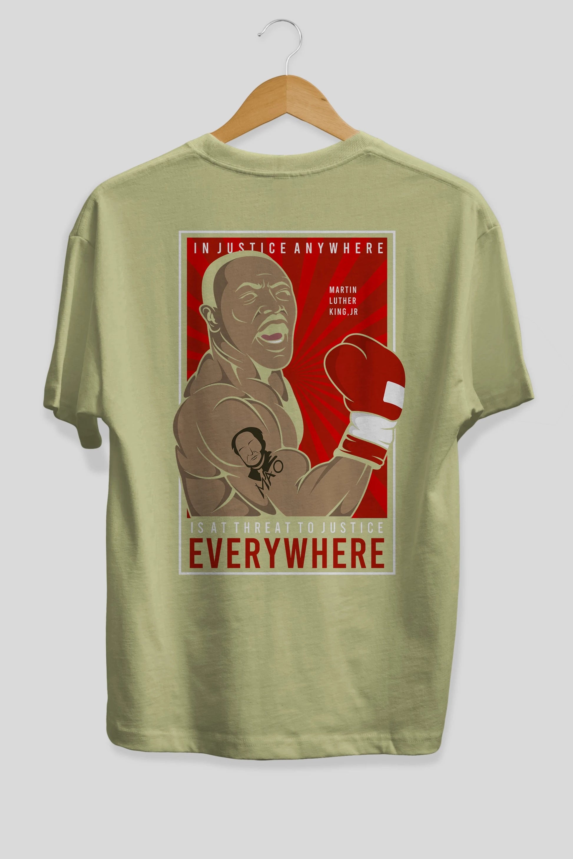 Luther King Boxer Arka Baskılı Oversize t-shirt Erkek Kadın Unisex %100 Pamuk tişort