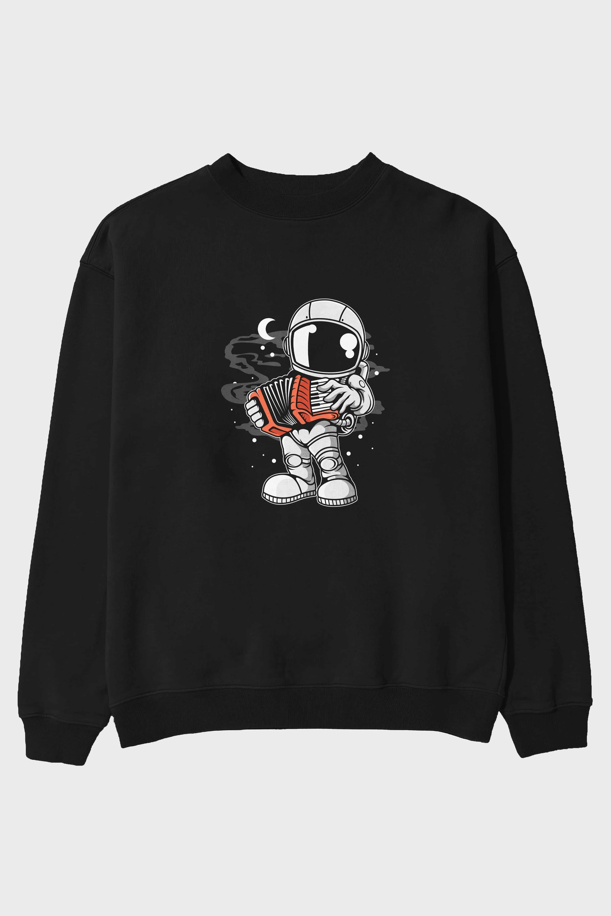 Astronaut Accordion Ön Baskılı Oversize Sweatshirt Erkek Kadın Unisex
