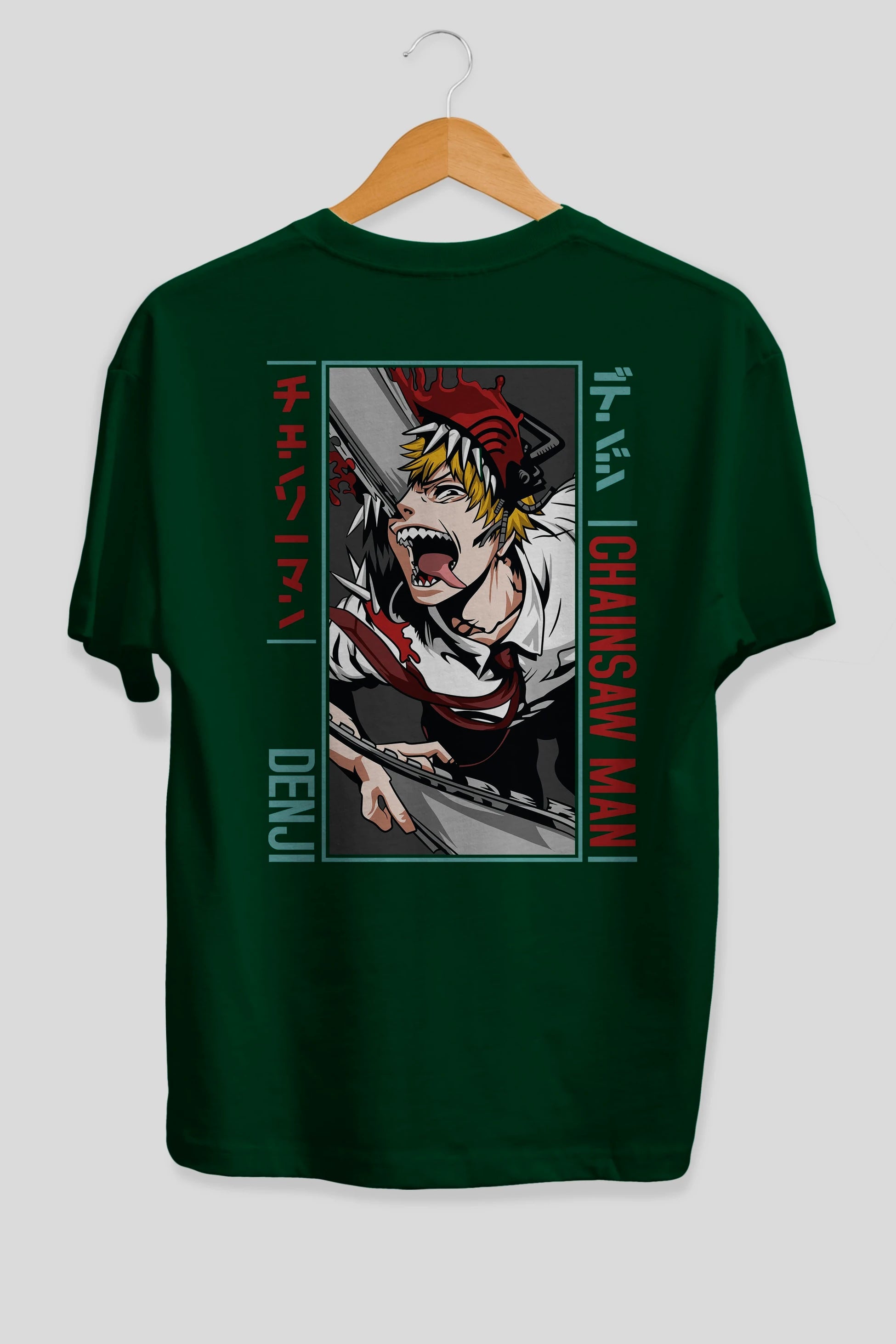 Denji Chainsaw Man Anime Arka Baskılı Oversize t-shirt Erkek Kadın Unisex