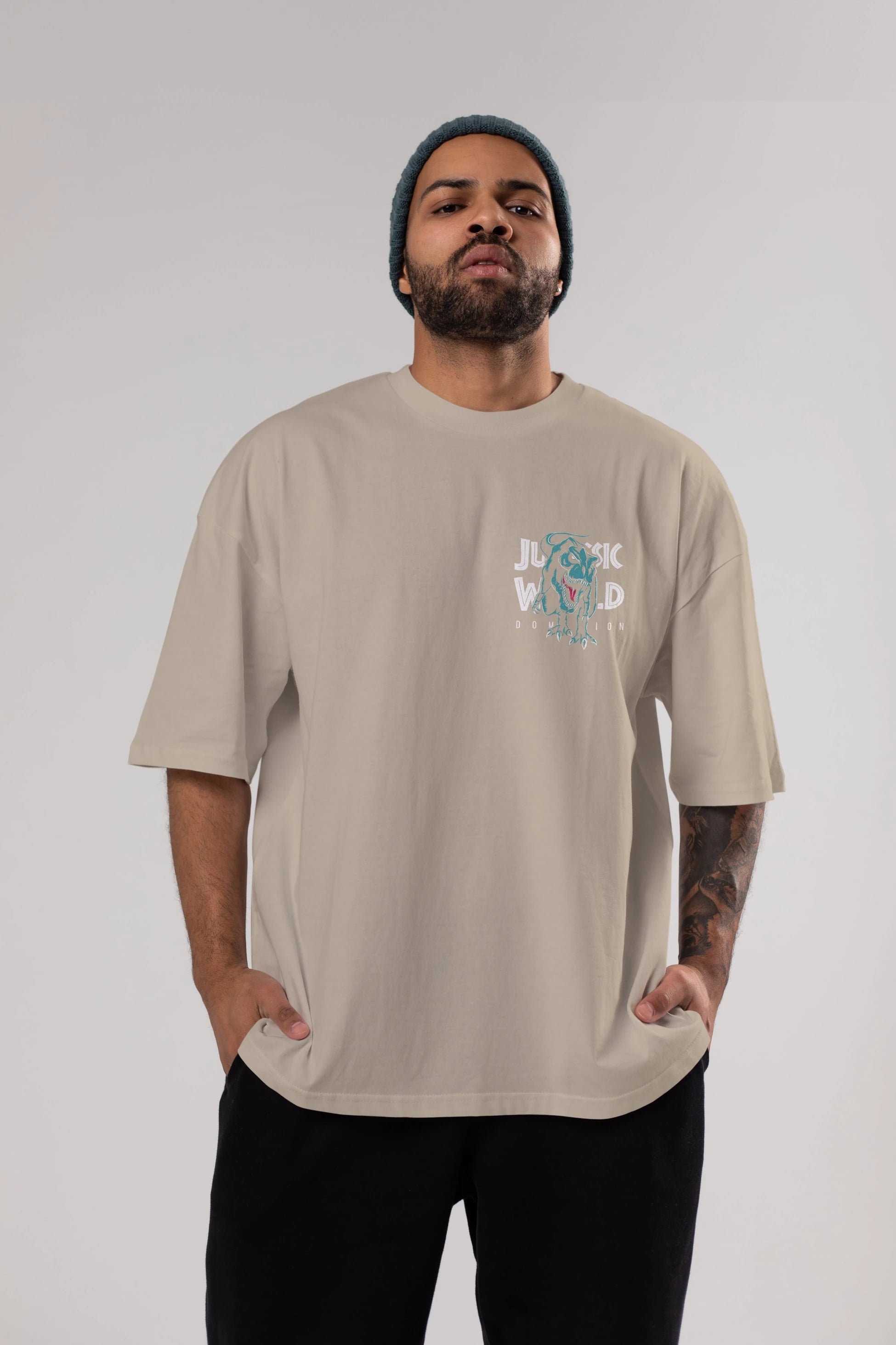 Jurassic Park (1) Ön Sol Baskılı Oversize t-shirt Erkek Kadın Unisex %100 Pamuk Bisiklet Yaka tişort