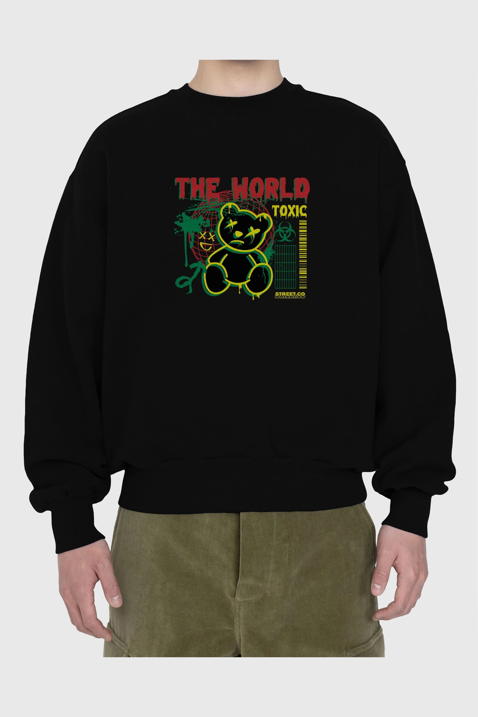 The World Toxic Bear Ön Baskılı Oversize Sweatshirt Erkek Kadın Unisex