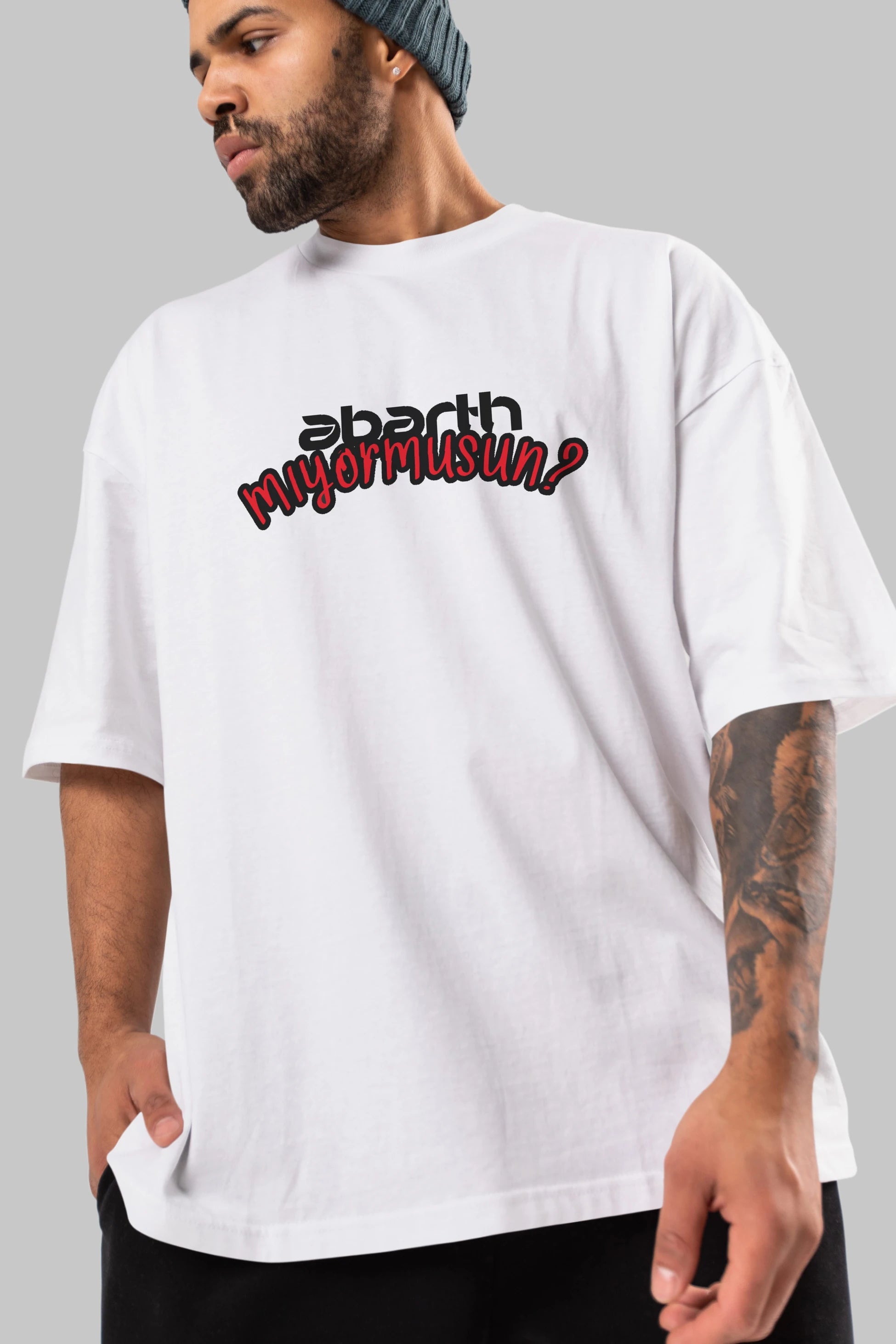 Abarth  Mıyormusun Ön Baskılı Oversize t-shirt %100 pamuk Erkek Kadın Unisex