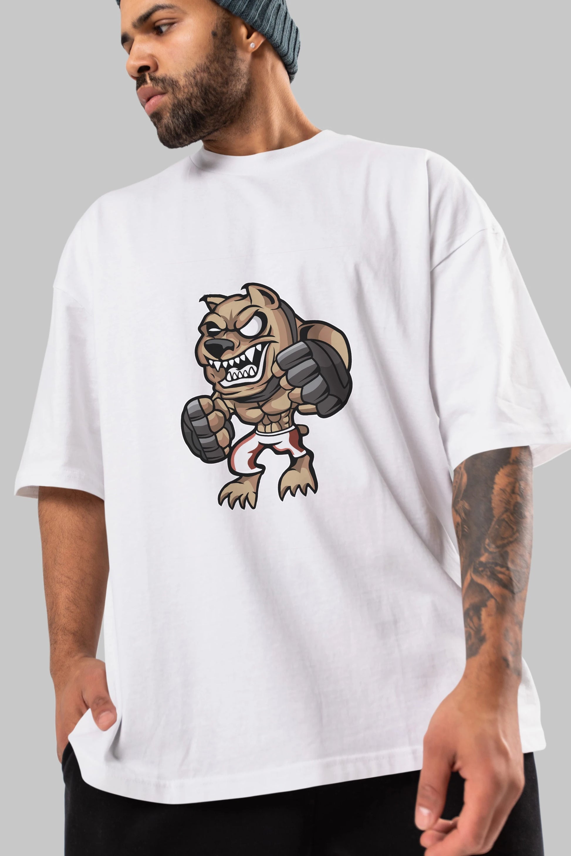 MMA Dog Ön Baskılı Oversize t-shirt Erkek Kadın Unisex %100 Pamuk tişort