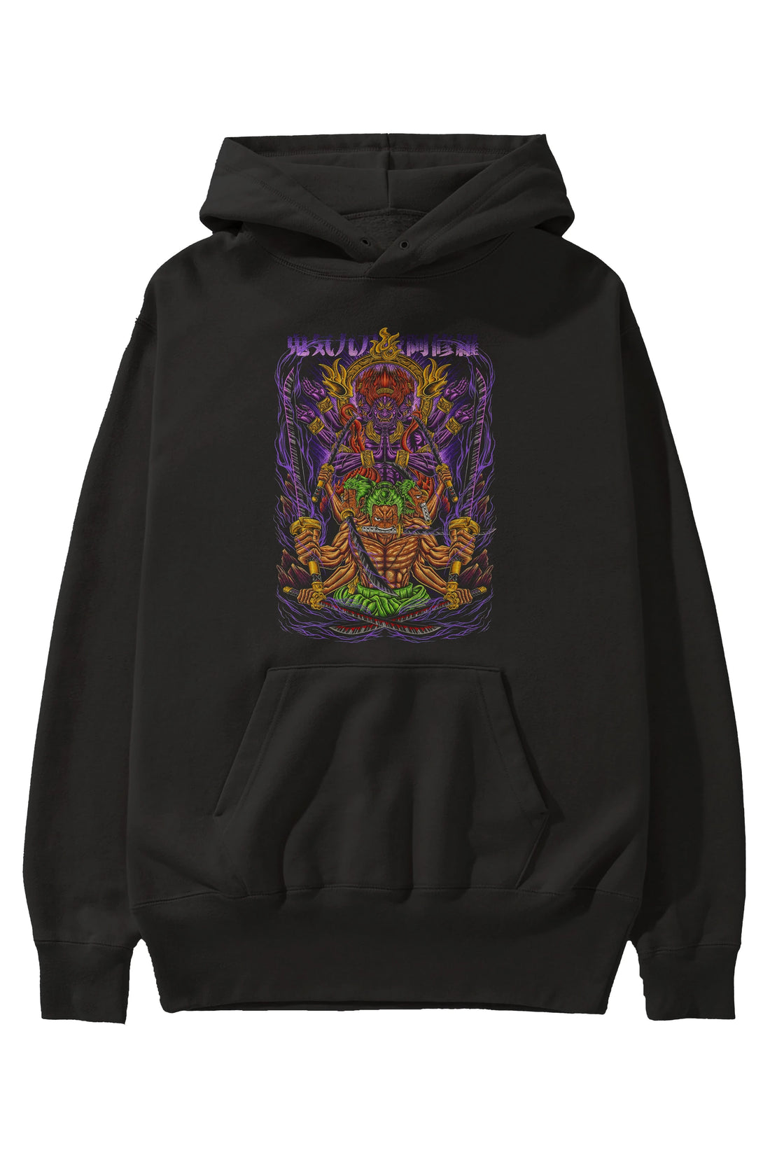 RORONOA ZORO 2 Anime Ön Baskılı Hoodie Oversize Kapüşonlu Sweatshirt Erkek Kadın Unisex