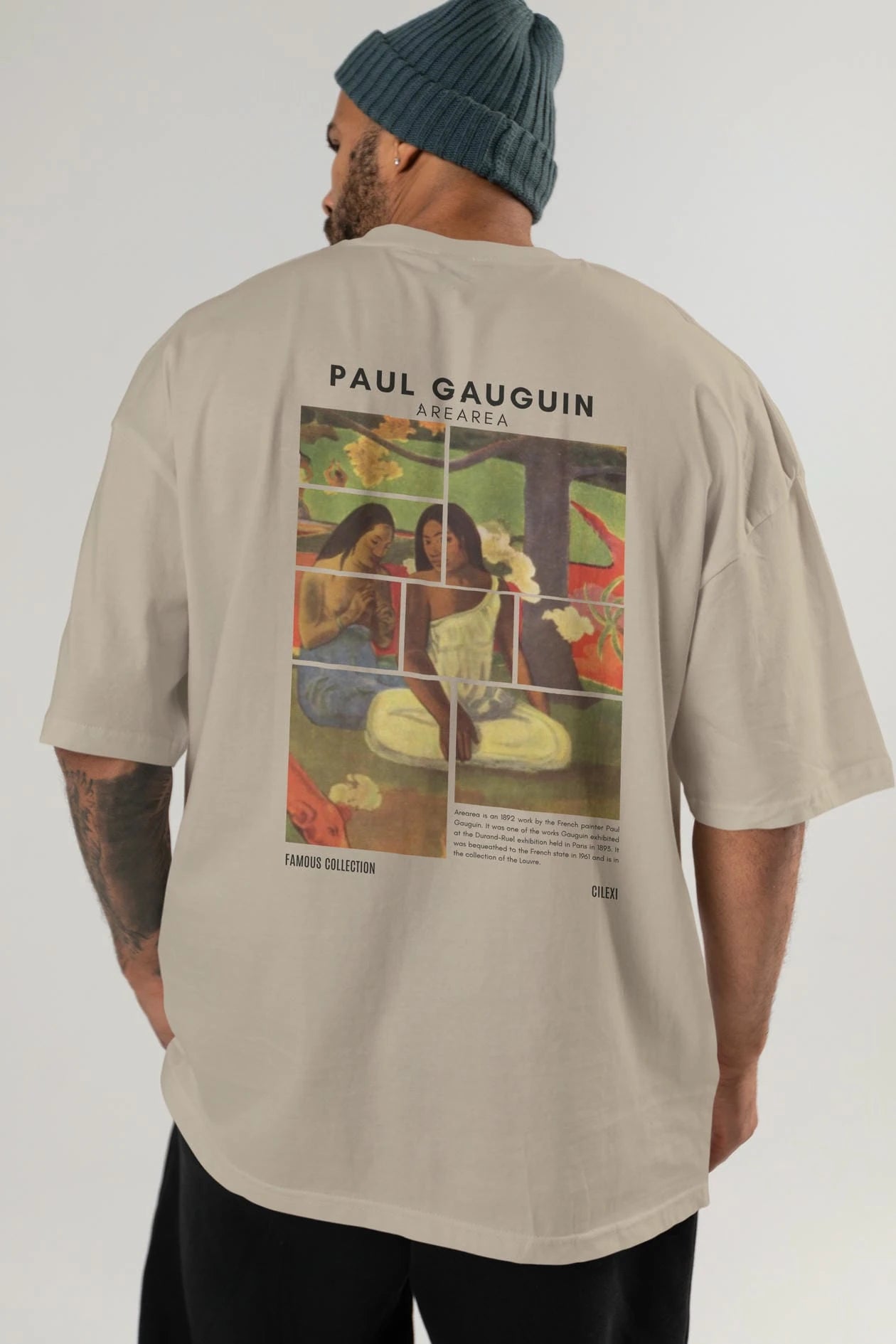 Paul Gauguin Arearea Arka Baskılı Oversize t-shirt Erkek Kadın Bisiklet Yaka Pamuk tişort