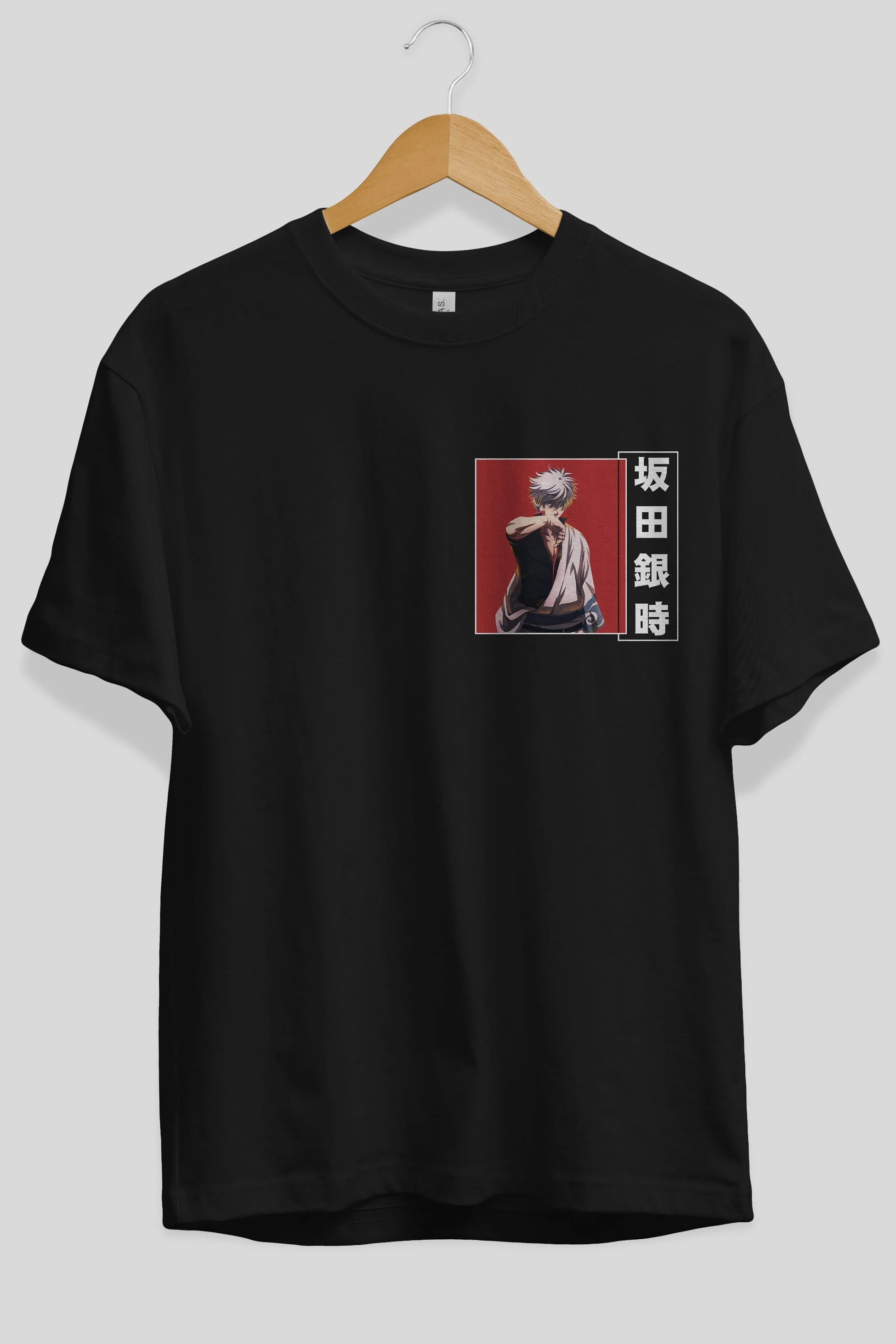 Gintoki Sakata GINTAMA 1 Ön Sol Baskılı Oversize t-shirt Erkek Kadın Unisex %100 Pamuk Bisiklet Yaka tişort