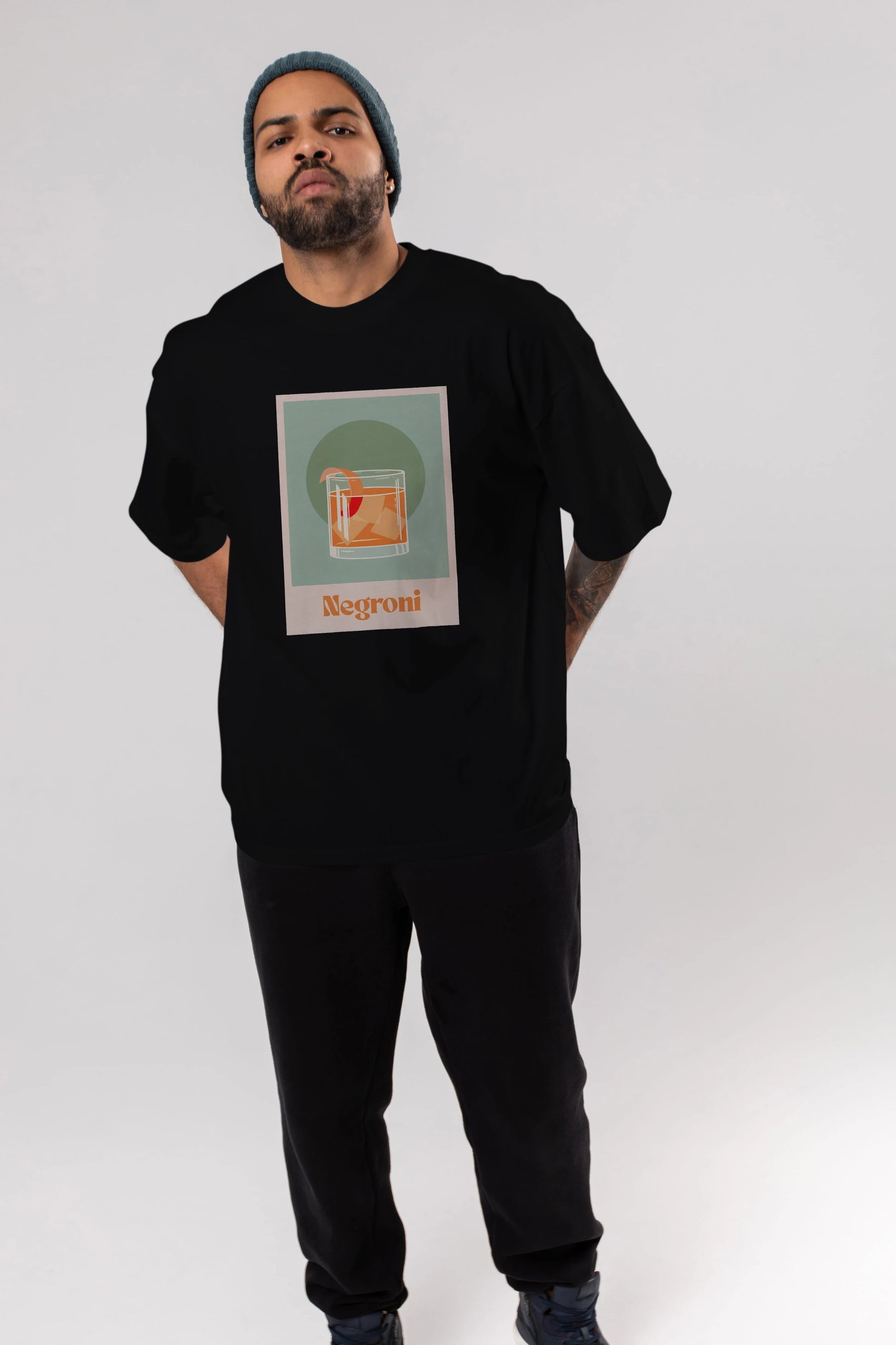 Negroni 5 Ön Baskılı Oversize t-shirt Erkek Kadın Unisex %100 Pamuk Bisiklet Yaka tişort
