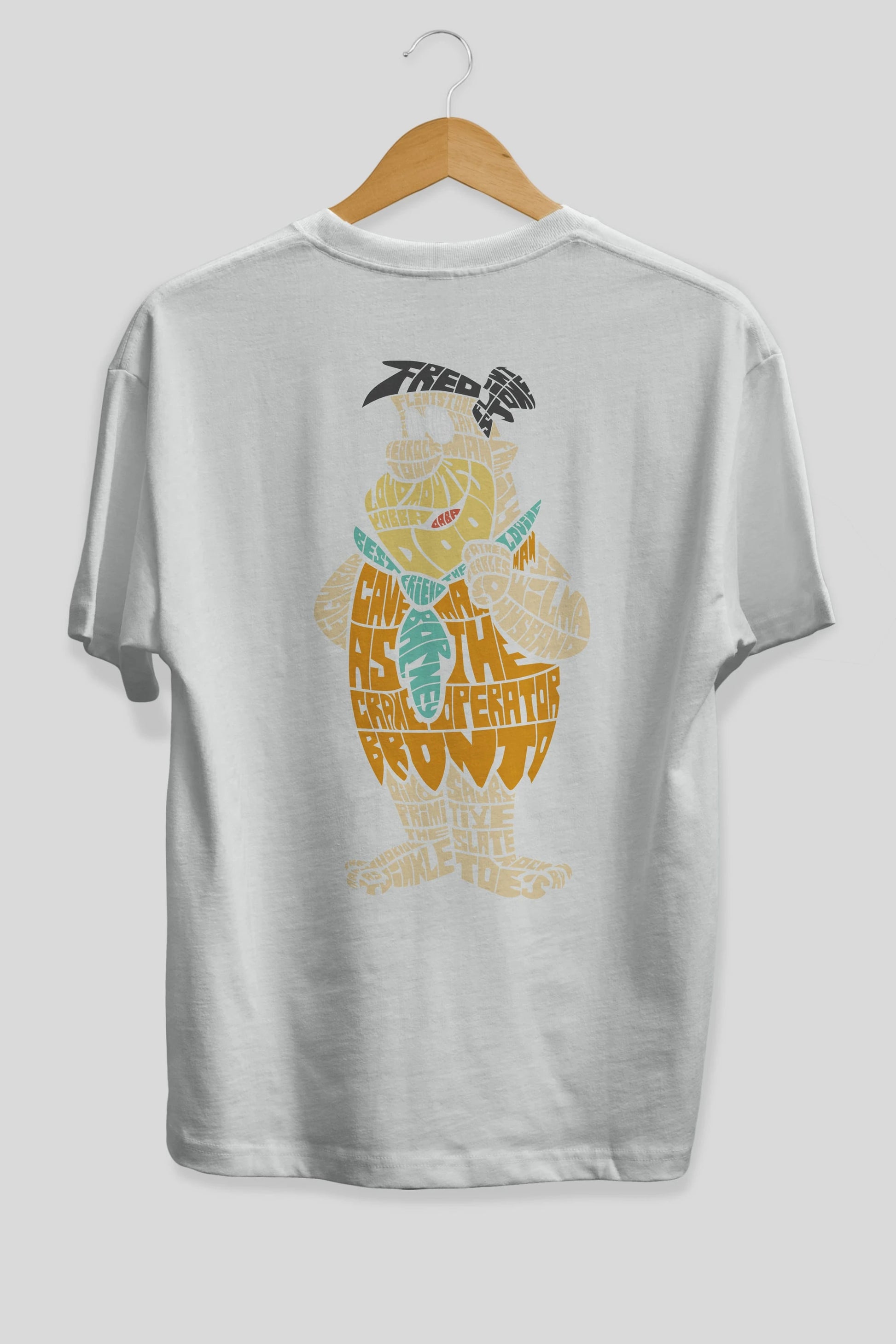 Fred Flintstone Arka Baskılı Oversize t-shirt %100 pamuk Erkek Kadın Unisex