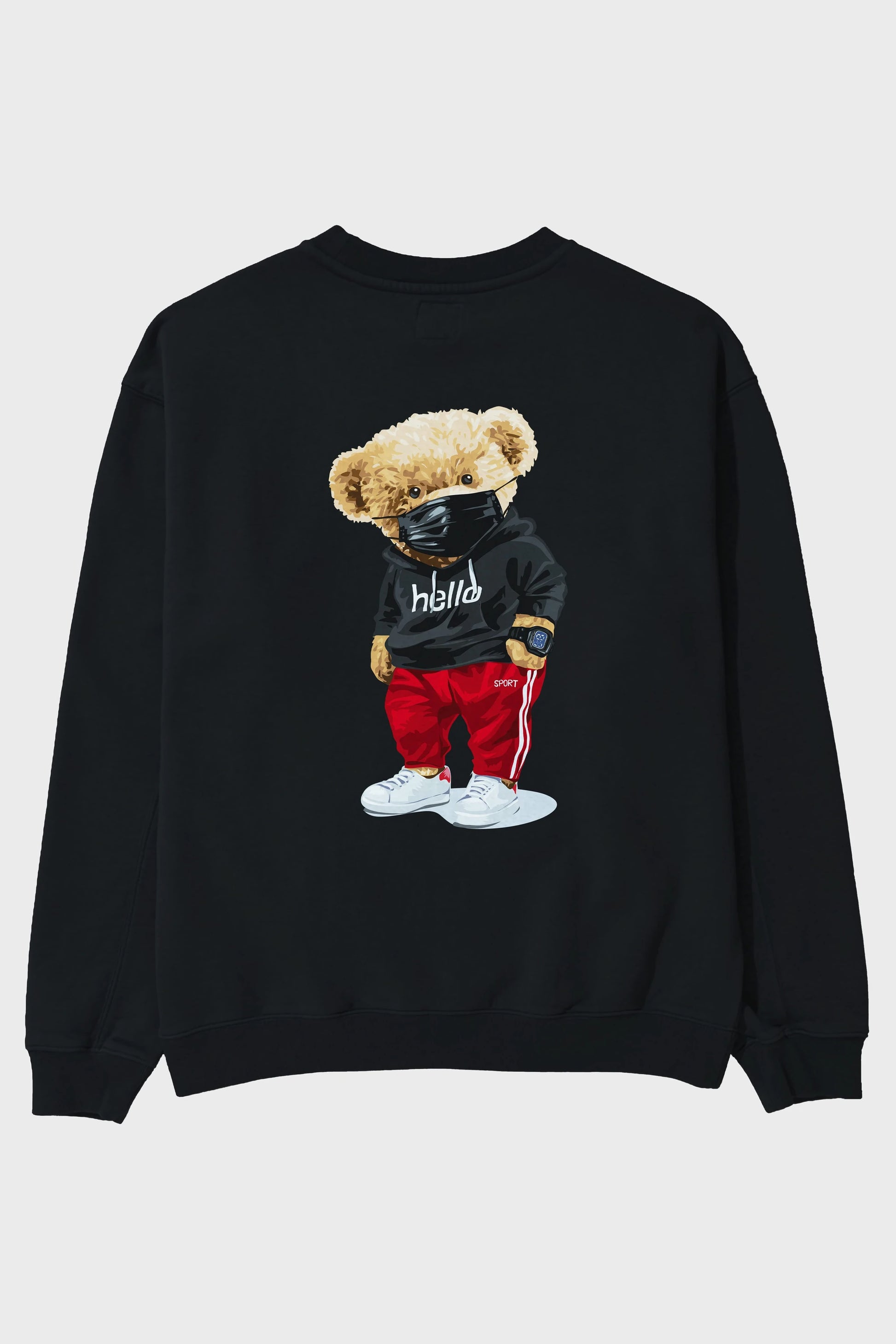 Teddy Bear Hello Sport Arka Baskılı Oversize Sweatshirt Erkek Kadın Unisex
