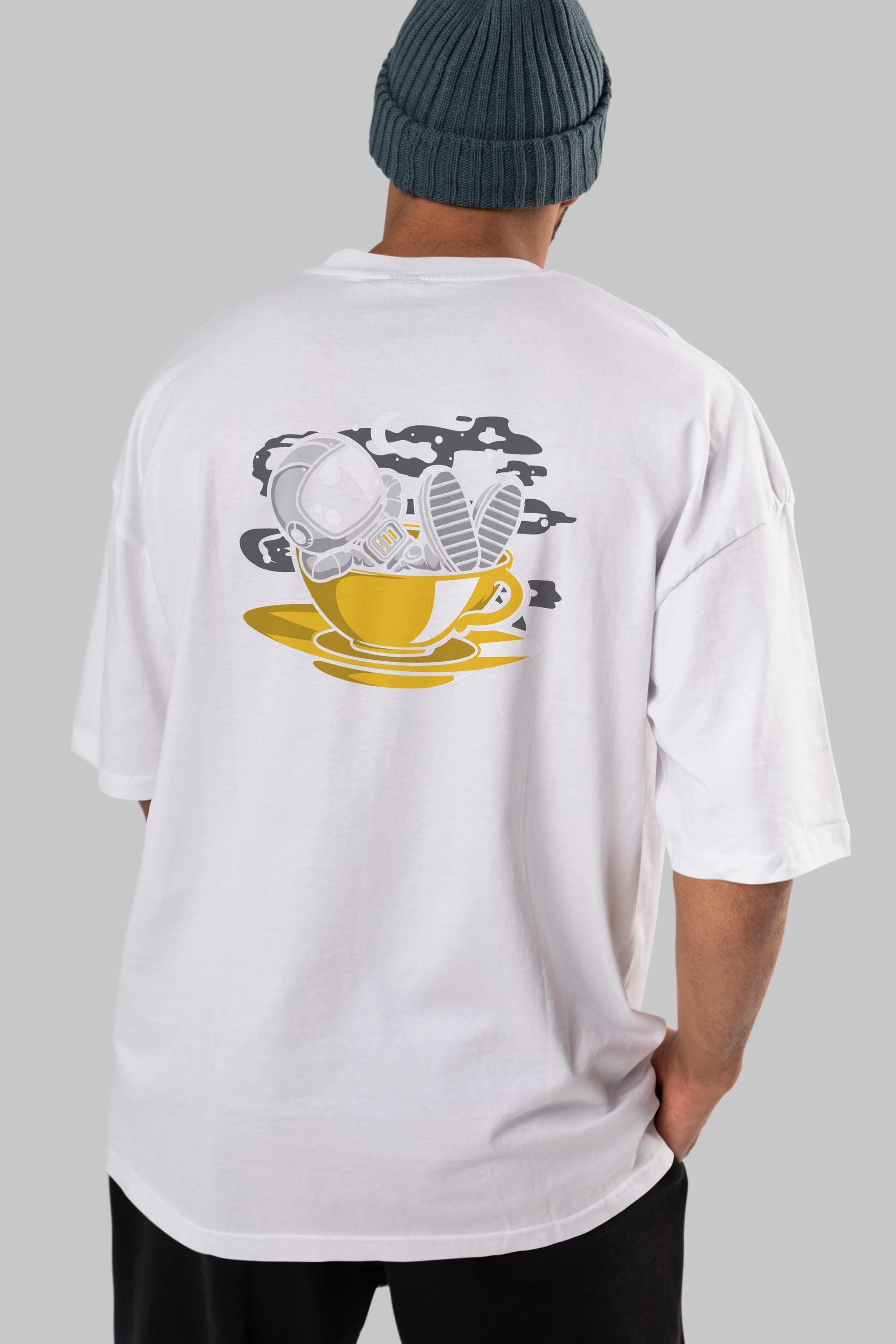 Astronaut Relax Arka Baskılı Oversize t-shirt Erkek Kadın Unisex