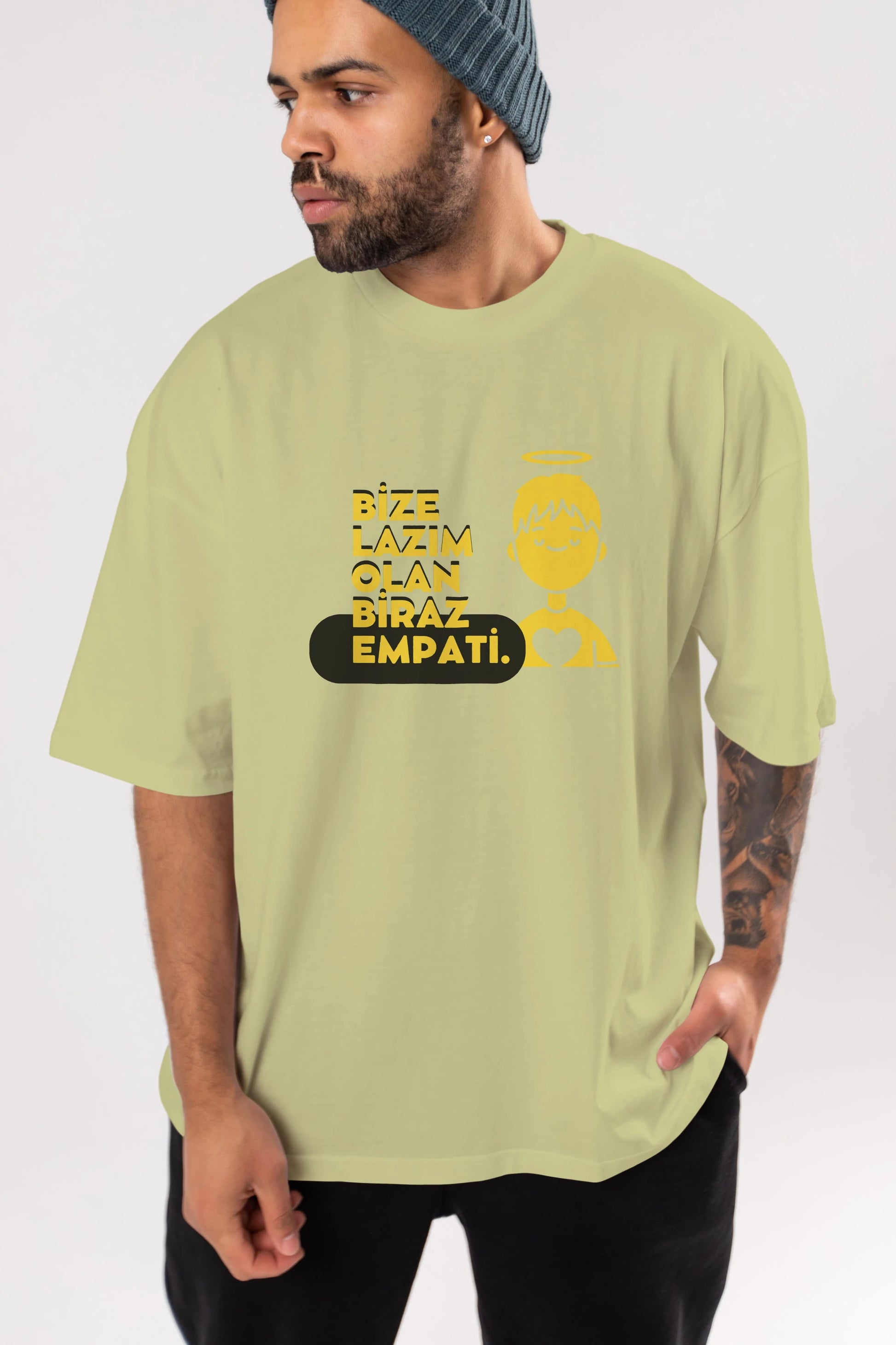 Bize Lazım Olan Biraz Empati Ön Baskılı Oversize t-shirt Erkek Kadın Unisex