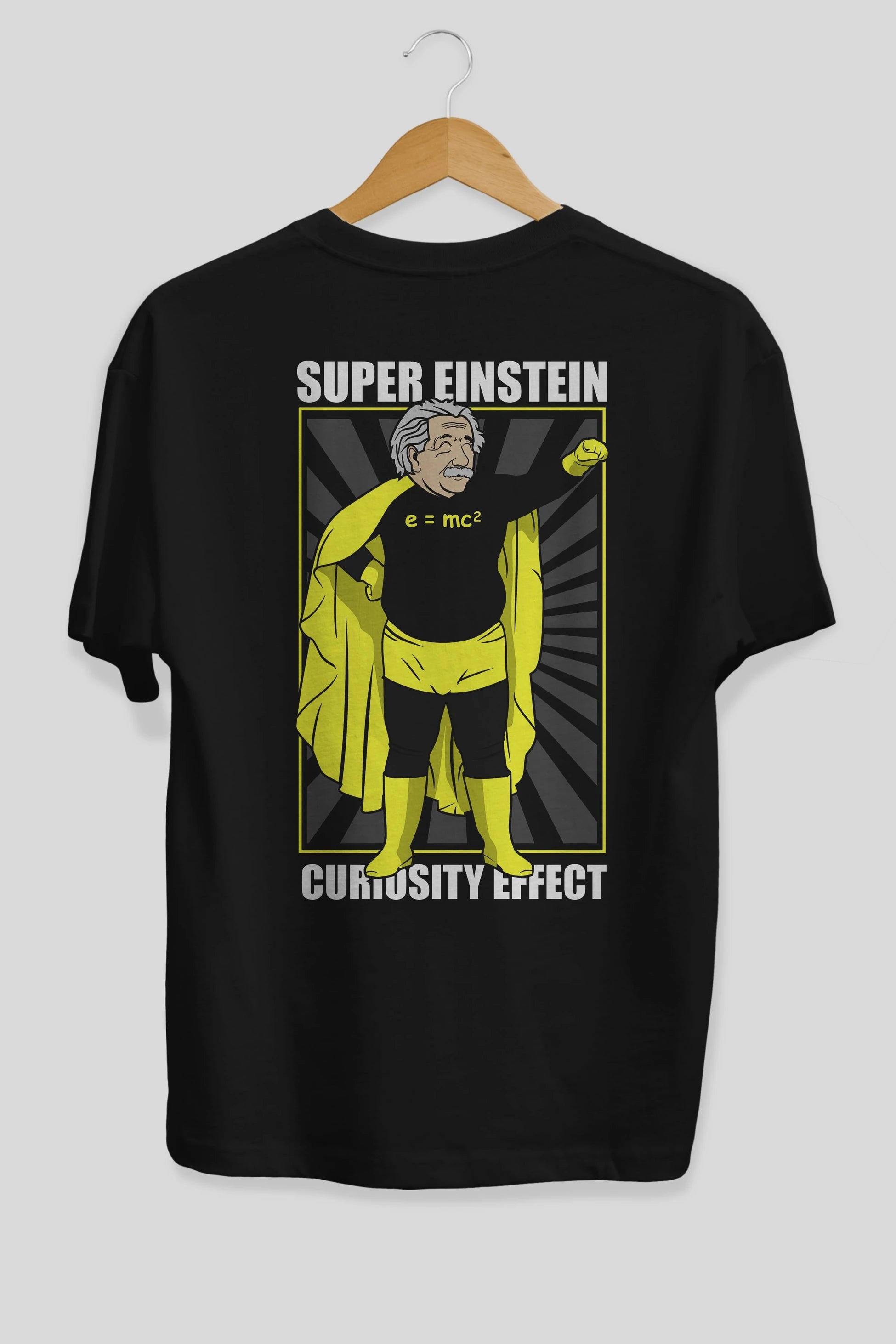 Super Einsten Arka Baskılı Oversize t-shirt Erkek Kadın Unisex %100 Pamuk tişort