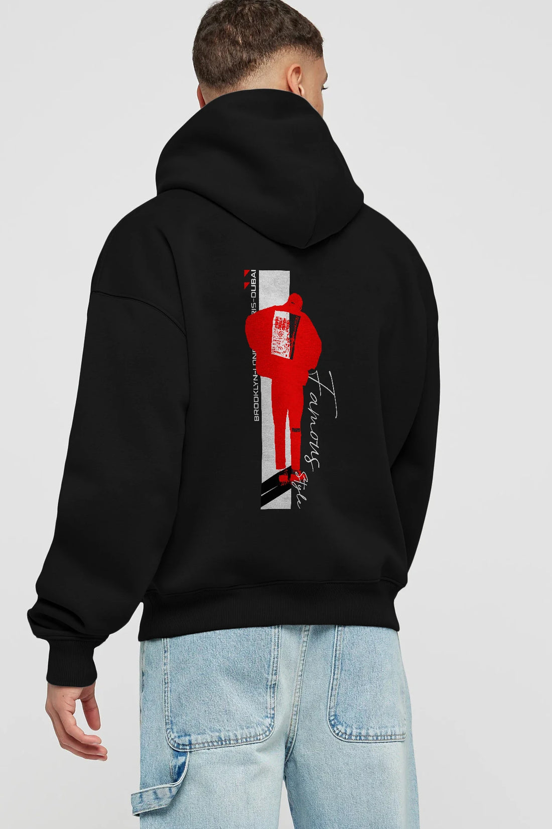 Brooklyn Style Arka Baskılı Hoodie Oversize Kapüşonlu Sweatshirt Erkek Kadın Unisex