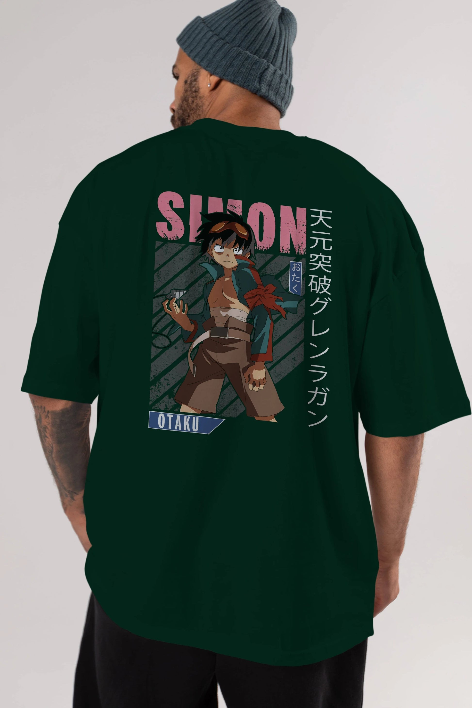 Simon 5 Anime Arka Baskılı Oversize t-shirt Erkek Kadın Unisex