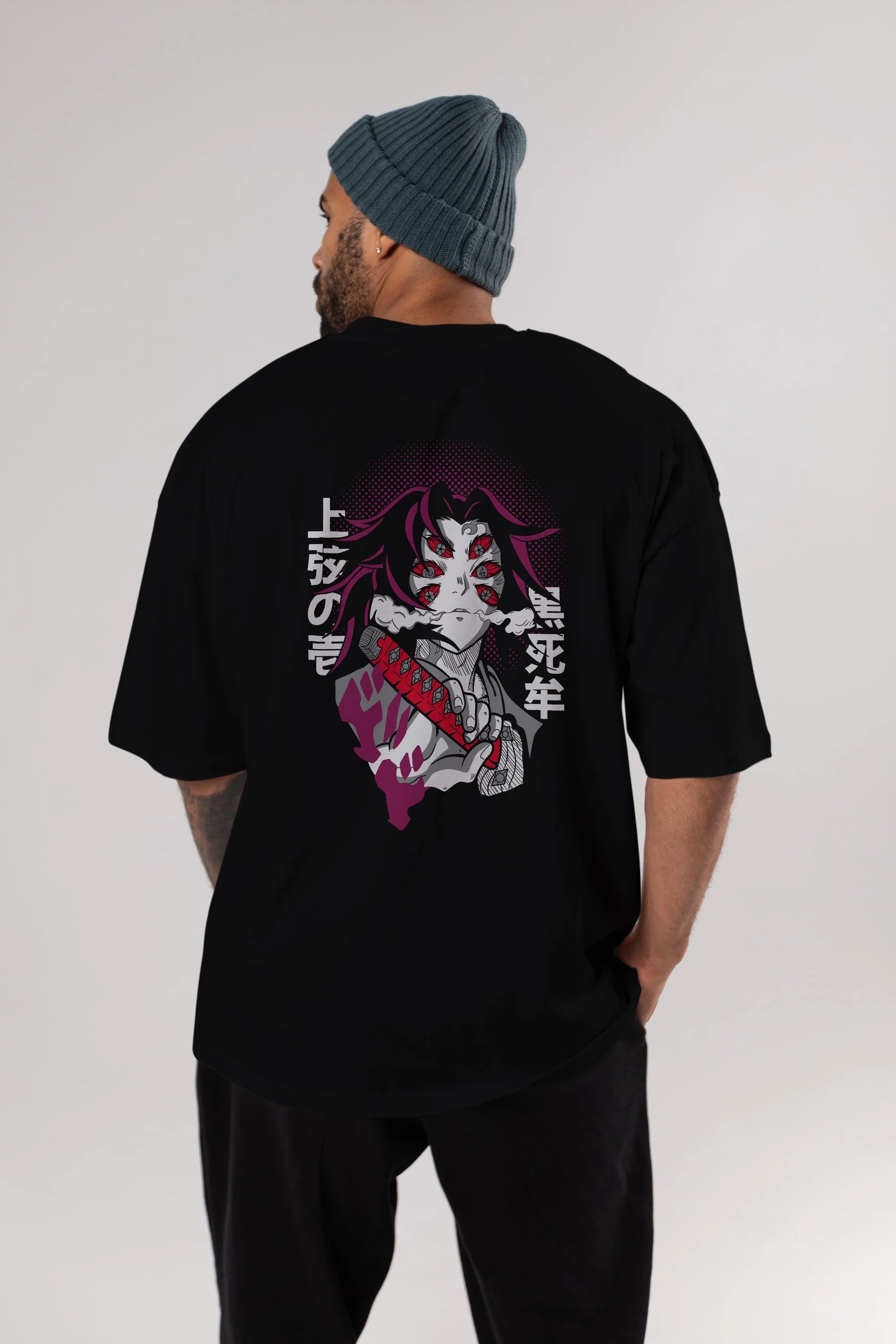 Kokushibo Anime Arka Baskılı Oversize t-shirt Erkek Kadın Unisex